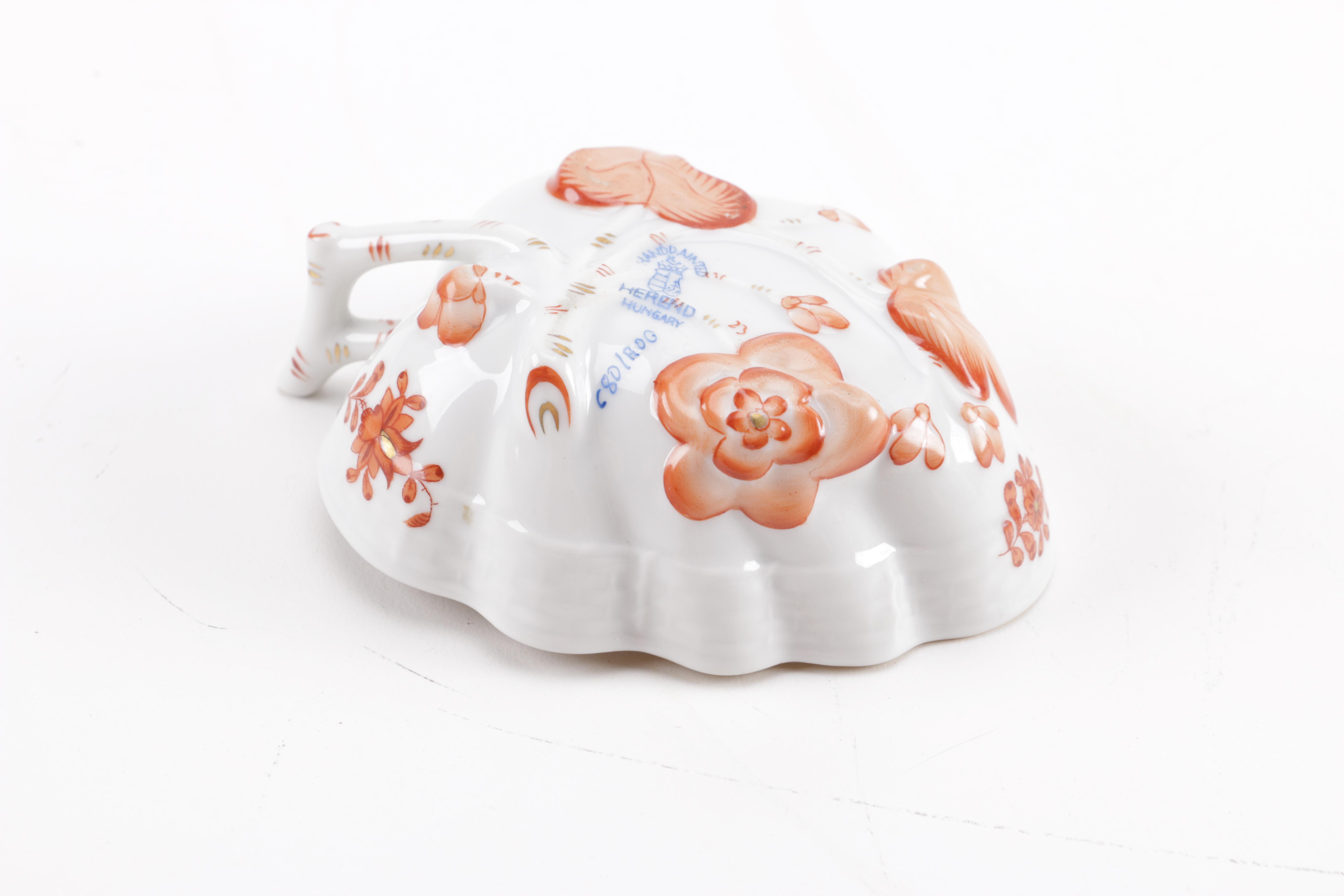 Herend Hand-Painted Rust "Chinese Bouquet" Porcelain Dish