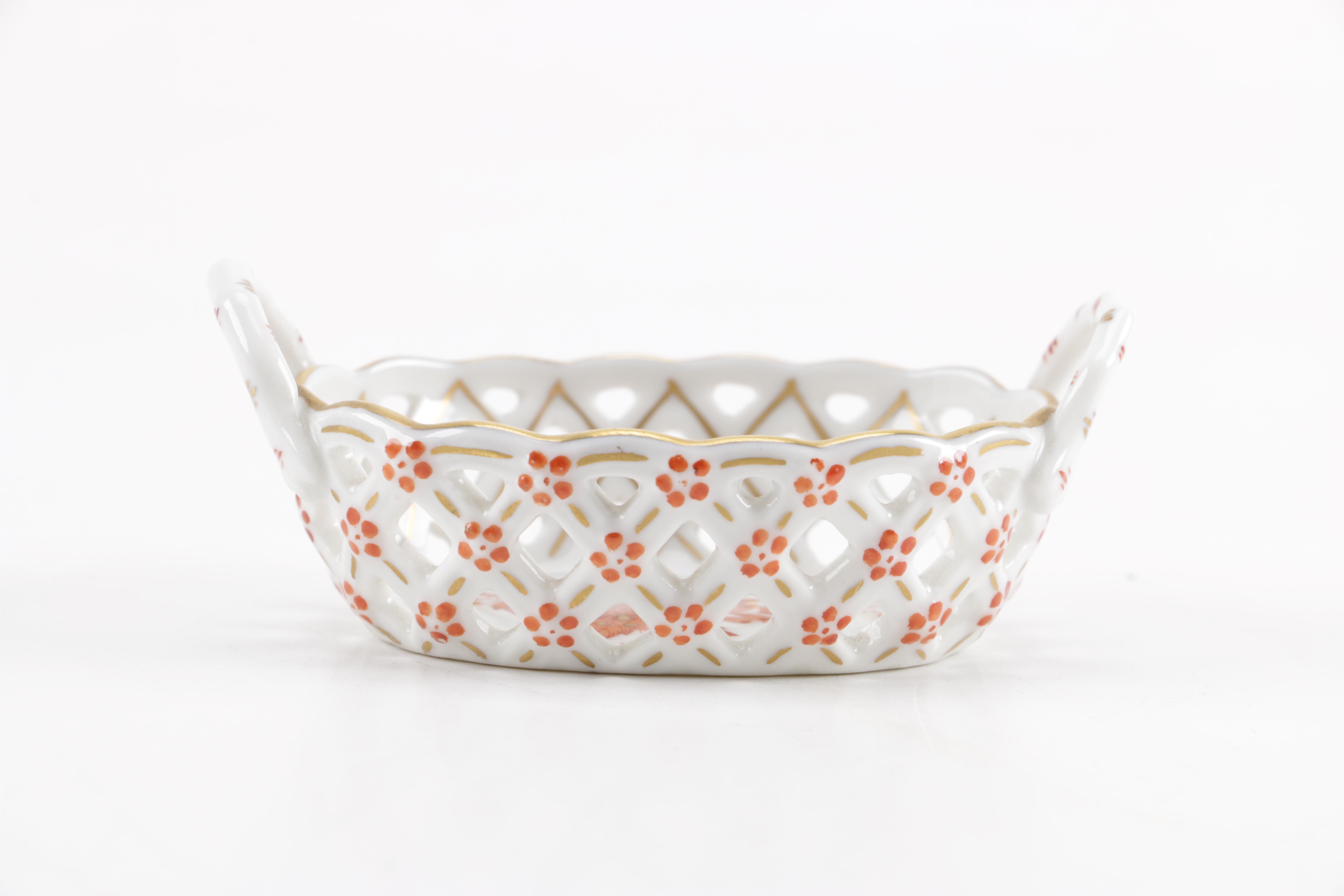 Herend Hand-Painted "Chinese Bouquet" Reticulated Trinket Dish