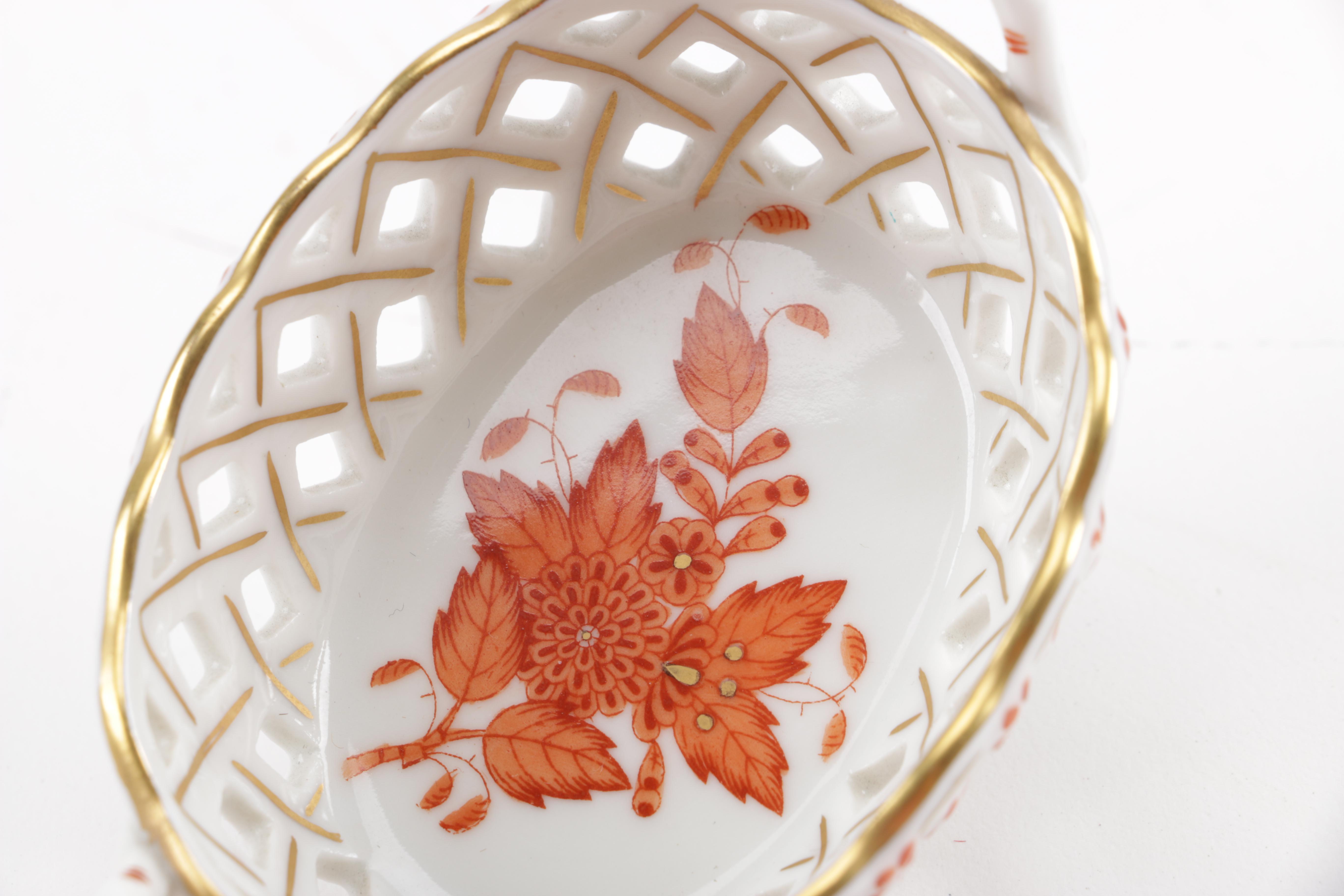 Herend Hand-Painted "Chinese Bouquet" Reticulated Trinket Dish