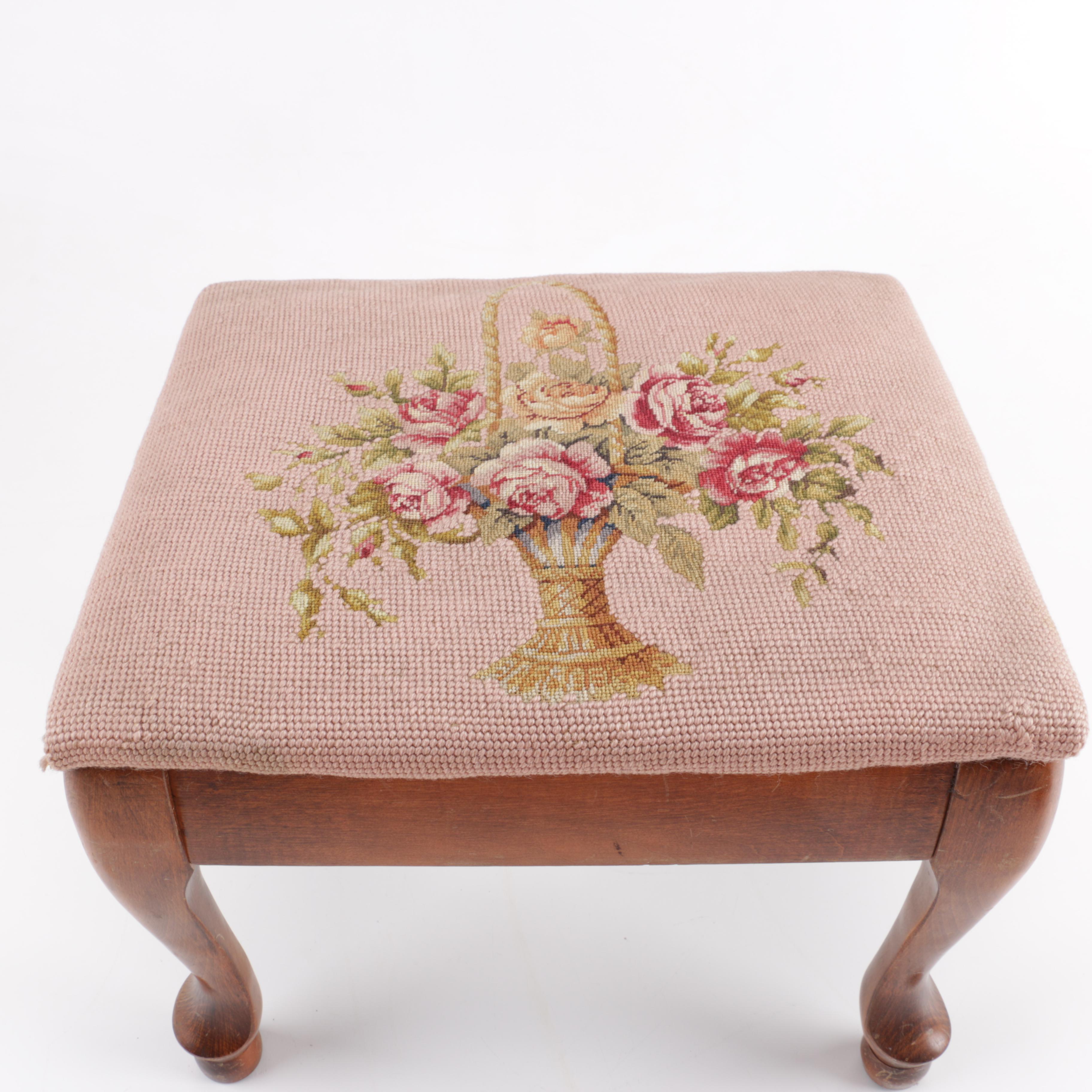 Needlepoint Footstool by Paxton Products, Inc.