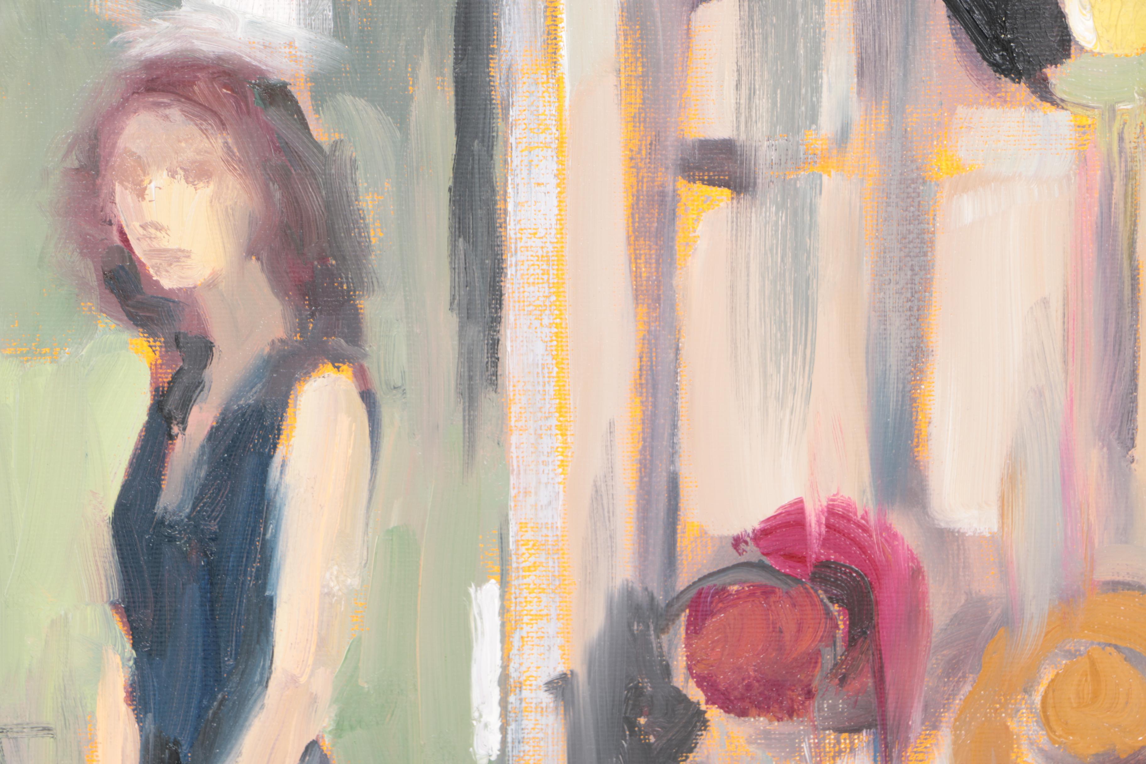 Murat Kaboulov Oil Painting on Canvas of a Woman in a Black Dress