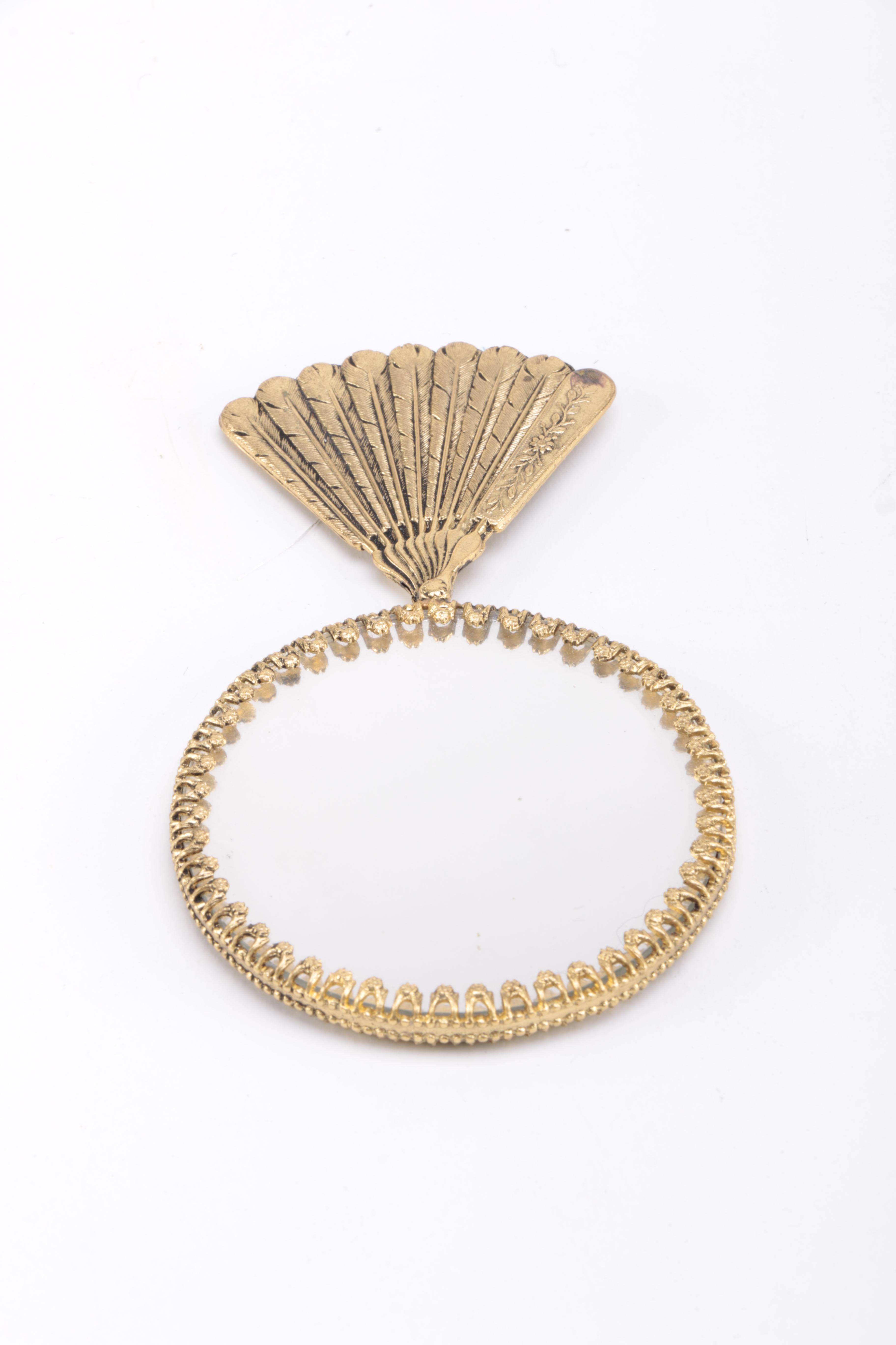 Decorative Brass Hand Mirrors Featuring Portrait Image