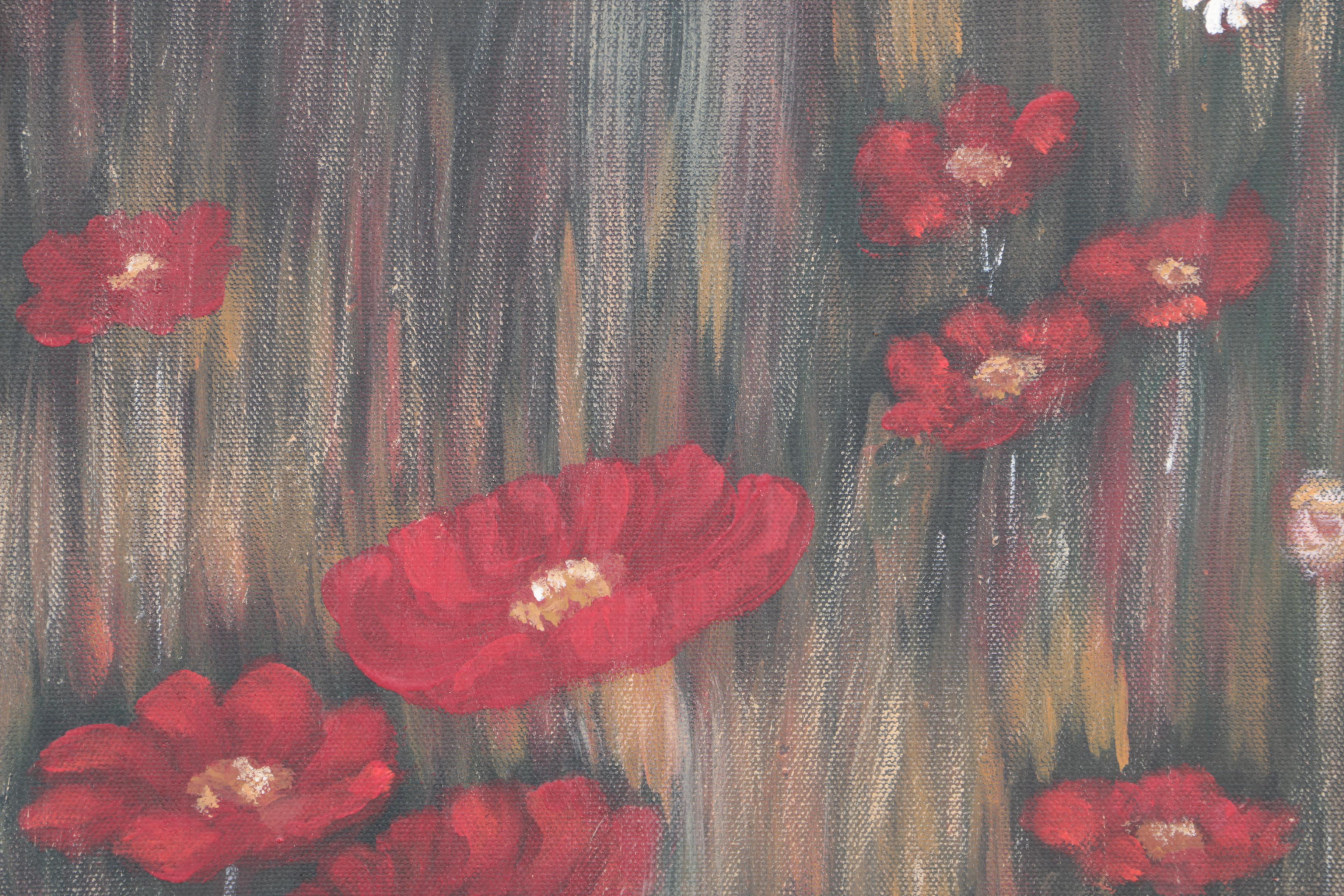 2011 Susan Shipley Oil Painting on Canvas "Poppies and Daises"