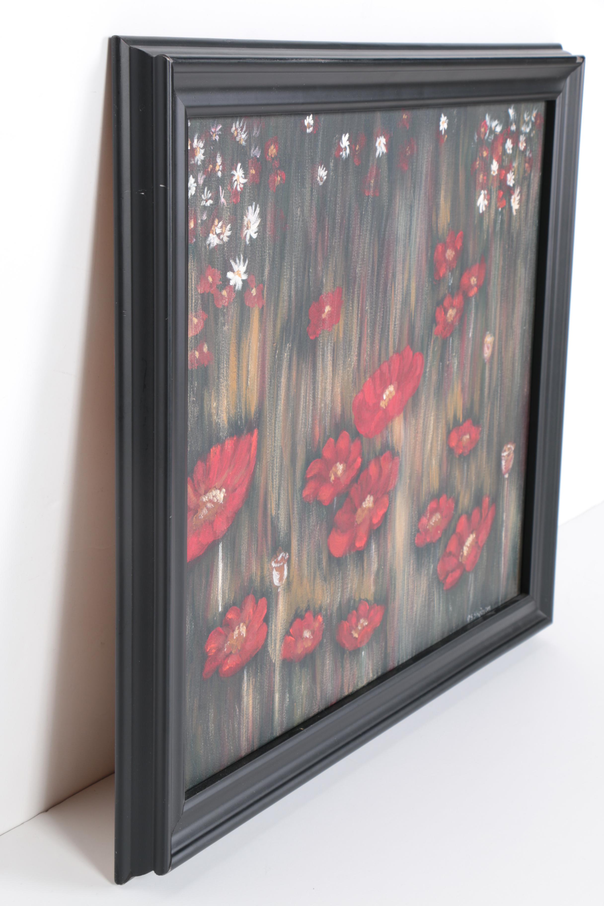 2011 Susan Shipley Oil Painting on Canvas "Poppies and Daises"