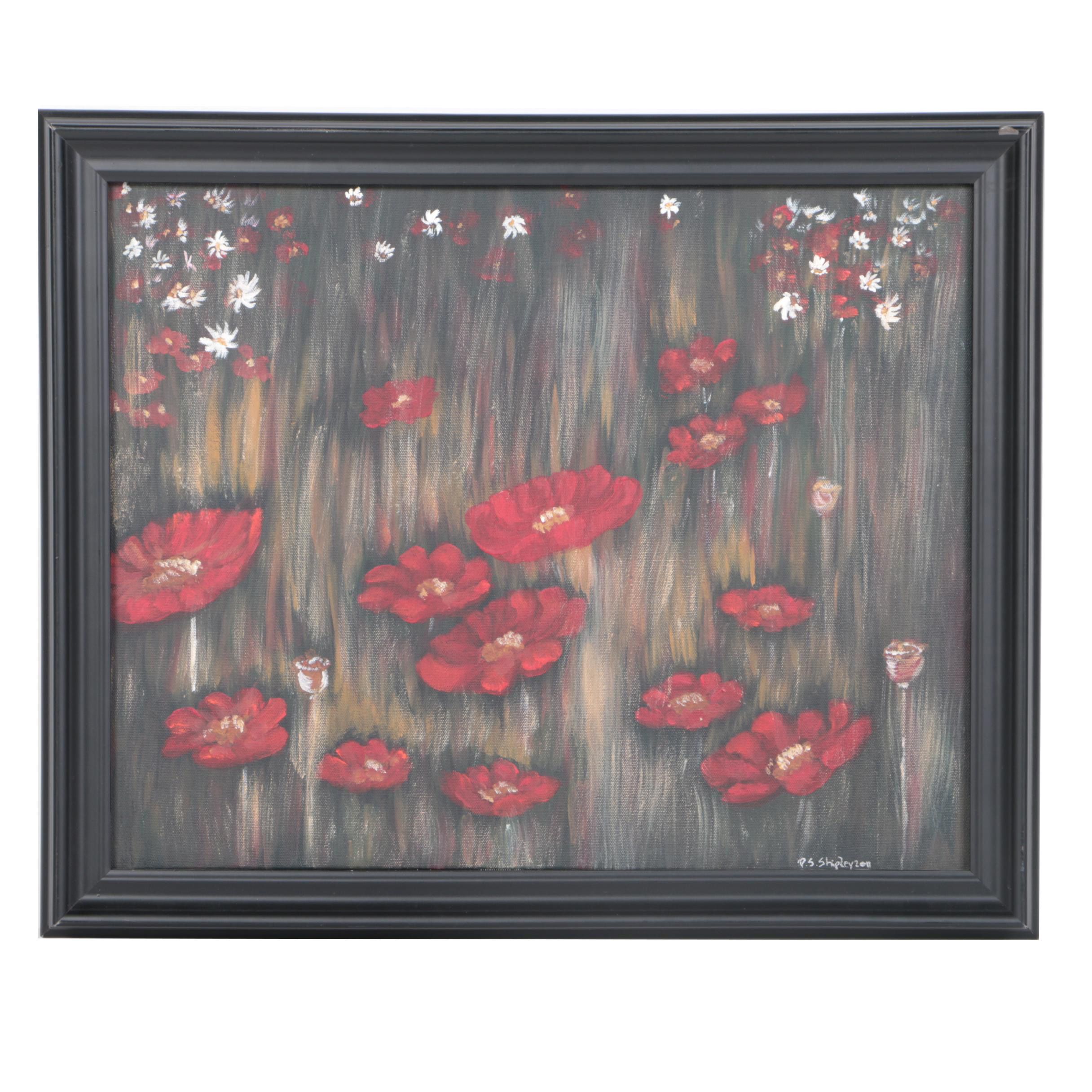 2011 Susan Shipley Oil Painting on Canvas "Poppies and Daises"