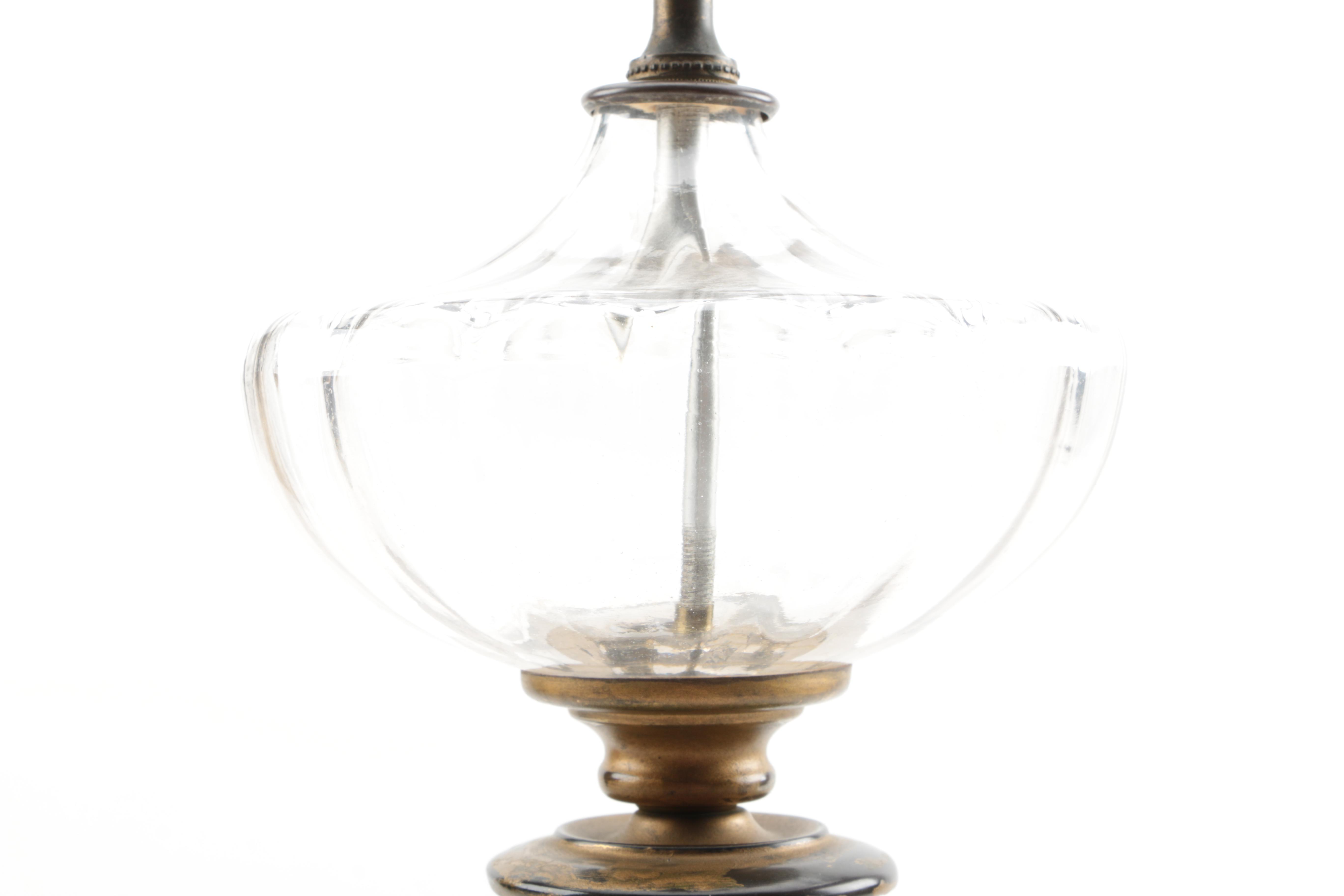 Ceramic Hand-Painted Ceramic and Marble Table Lamp