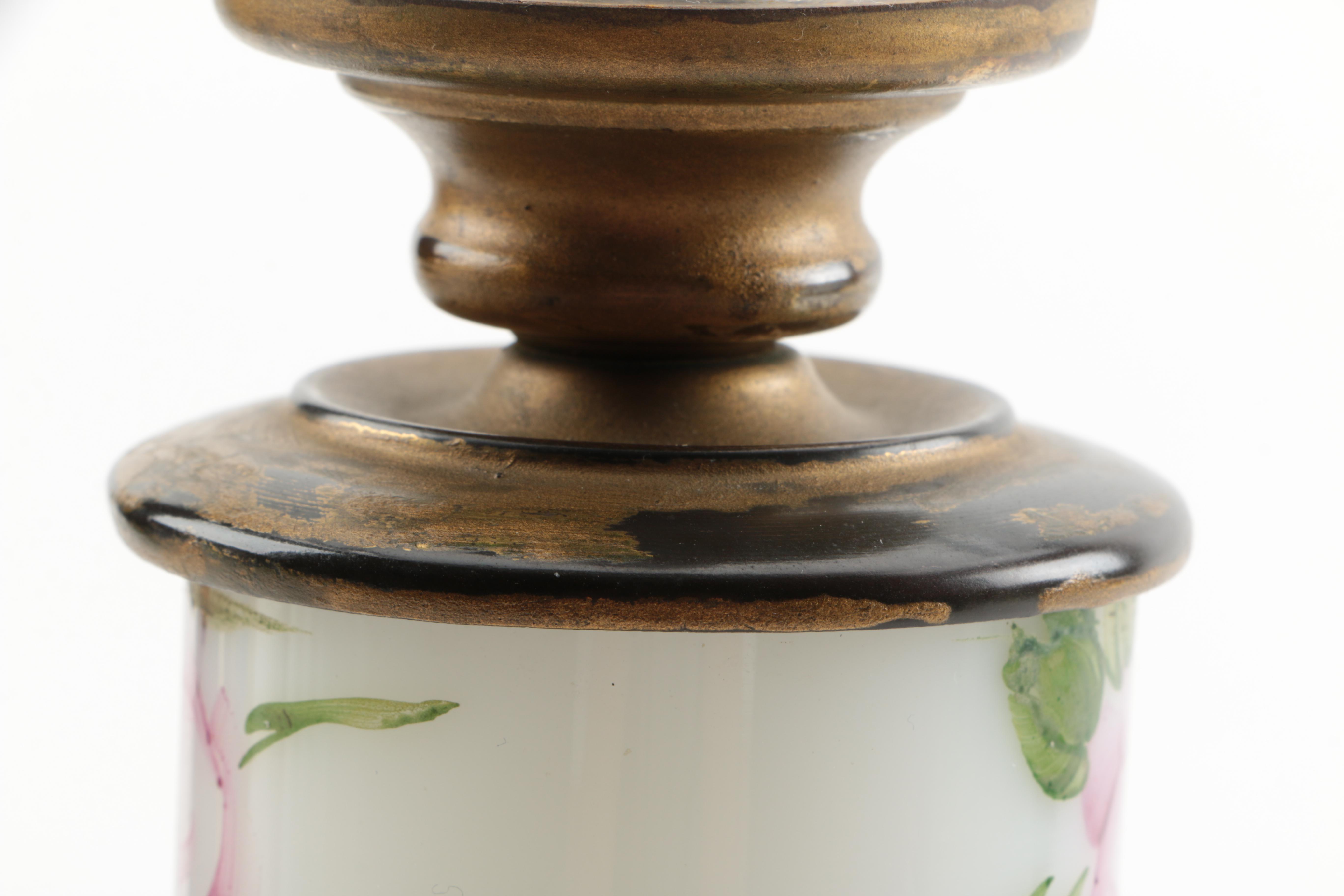 Ceramic Hand-Painted Ceramic and Marble Table Lamp