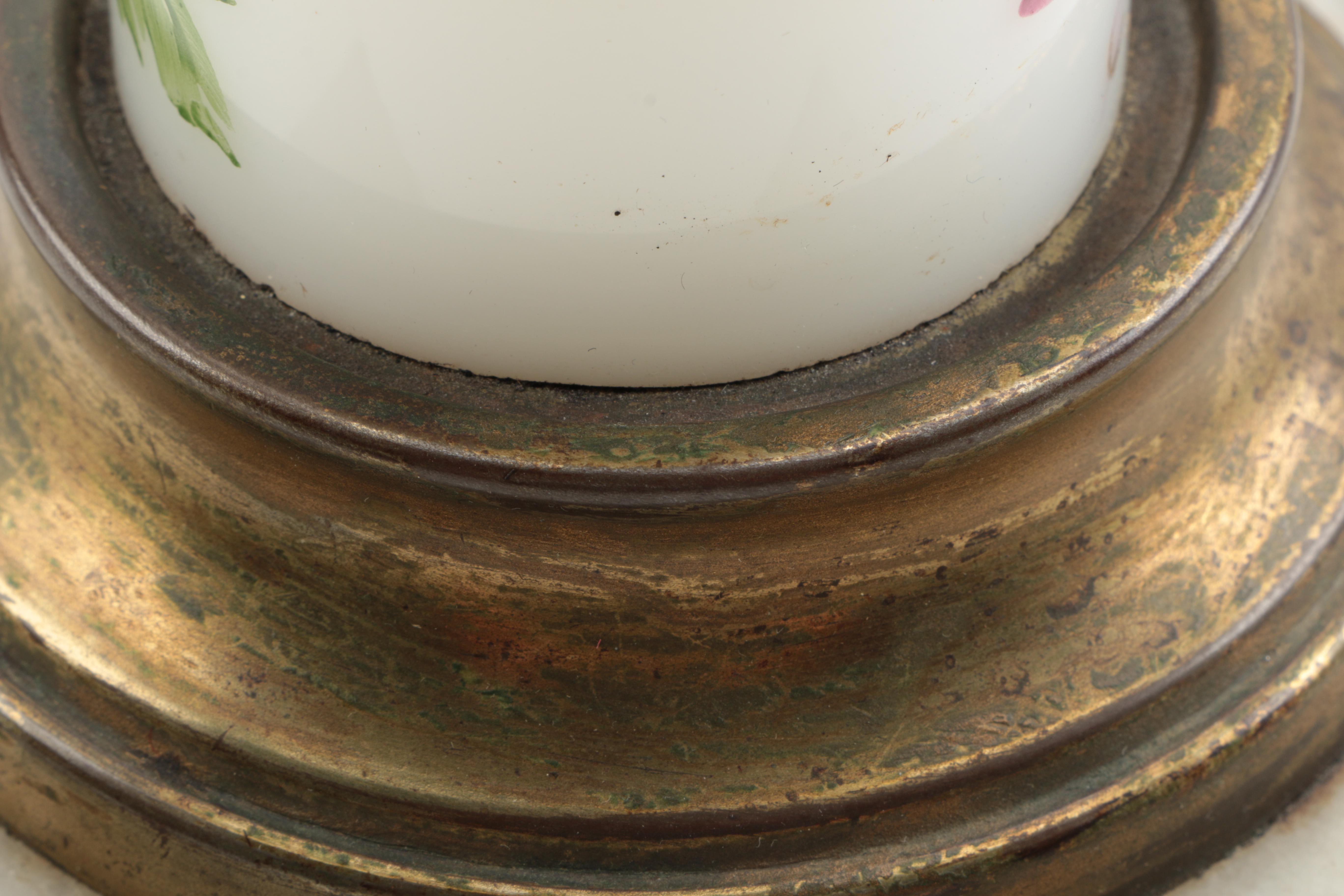 Ceramic Hand-Painted Ceramic and Marble Table Lamp