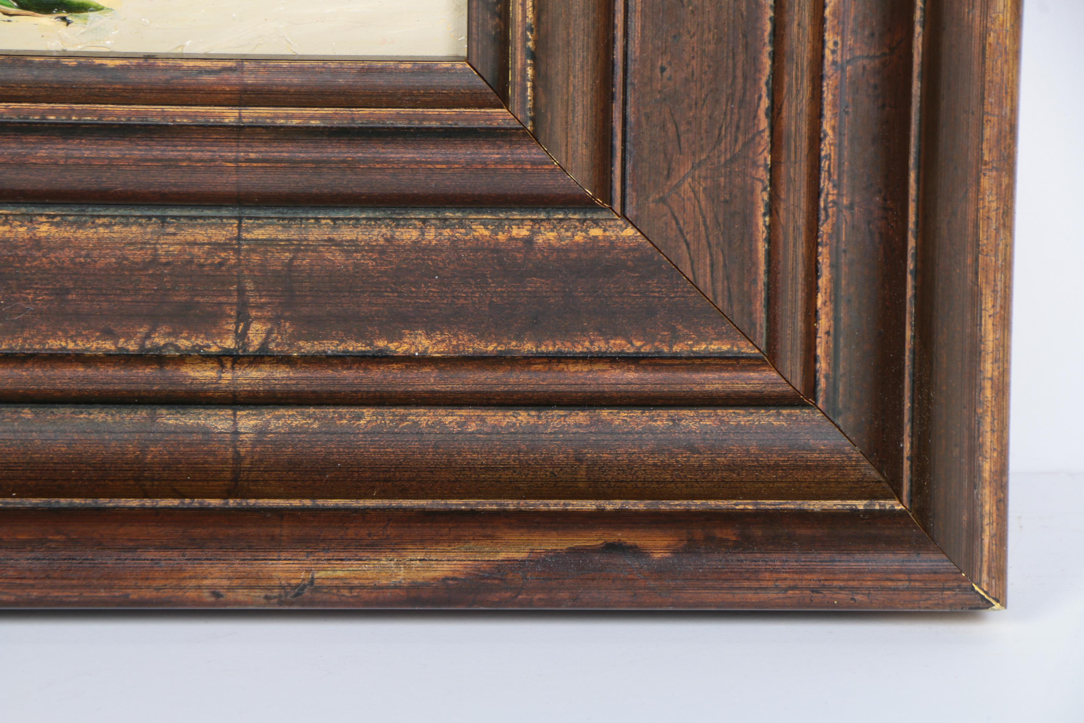 Oil Still Life on Canvas "Eggplants Together"