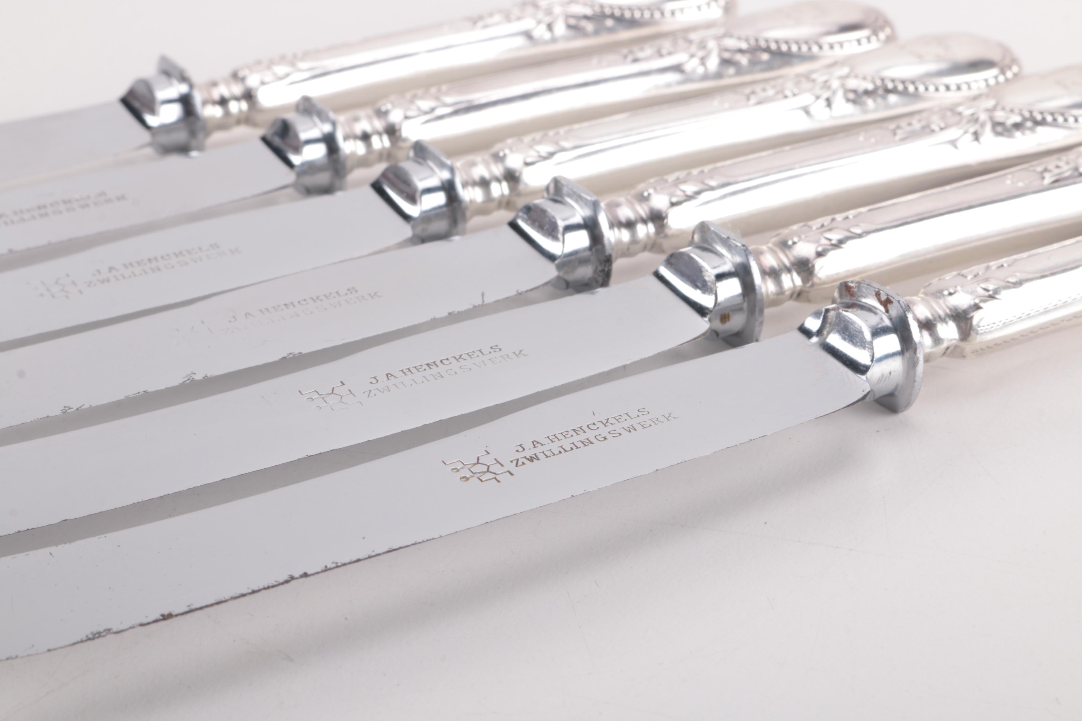 German 800 Silver Flatware Set Marked for Retailer H. Meyen & Co