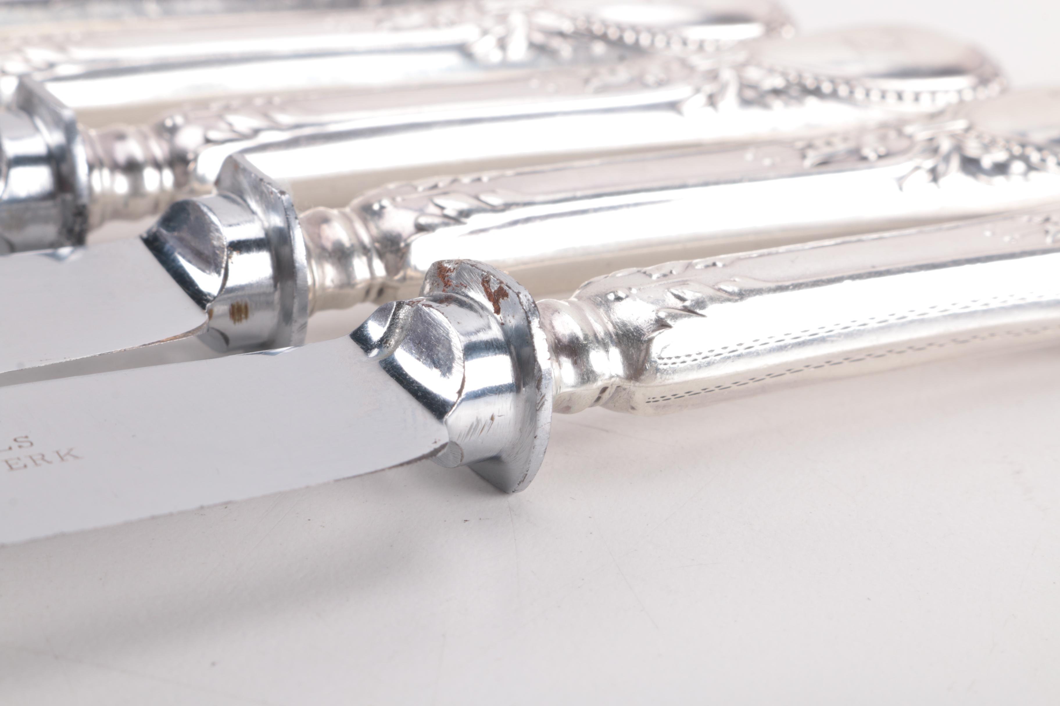 German 800 Silver Flatware Set Marked for Retailer H. Meyen & Co