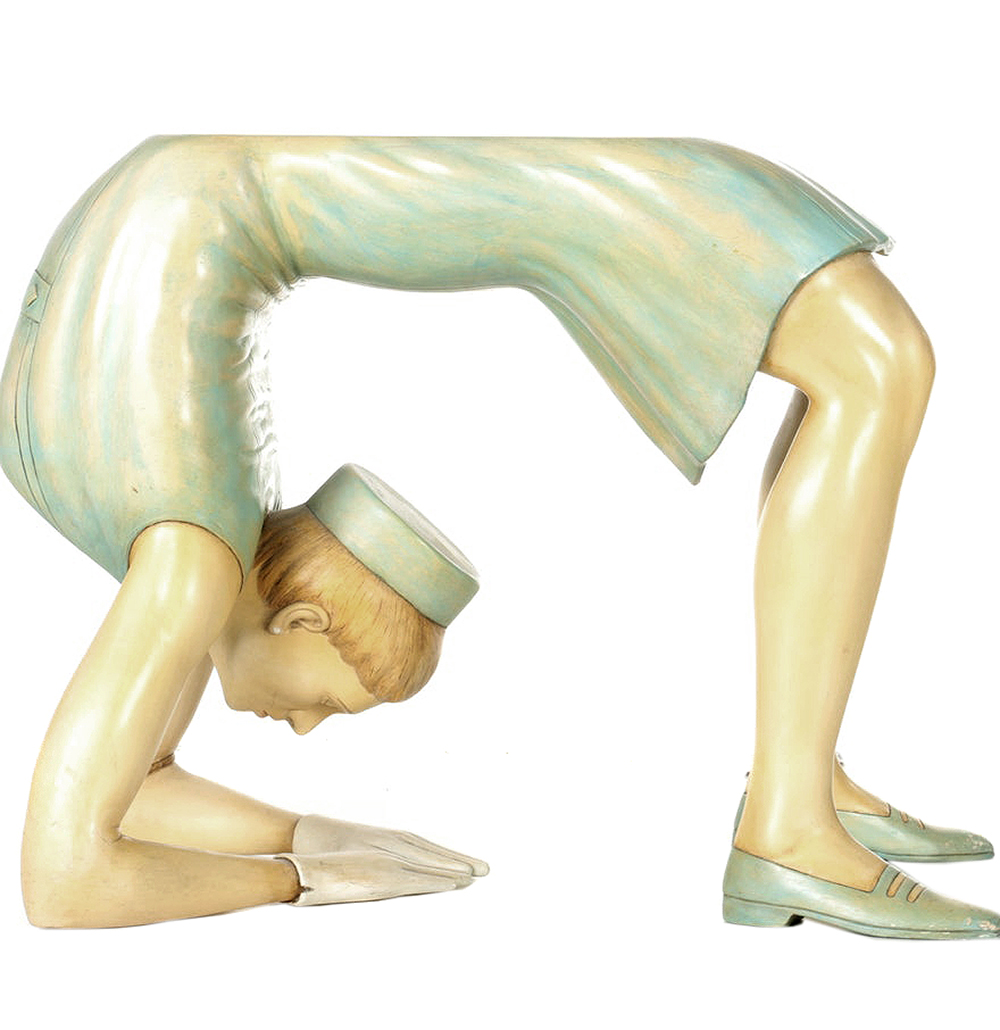 Bob Trotman Carved and Painted Wood Figural Table