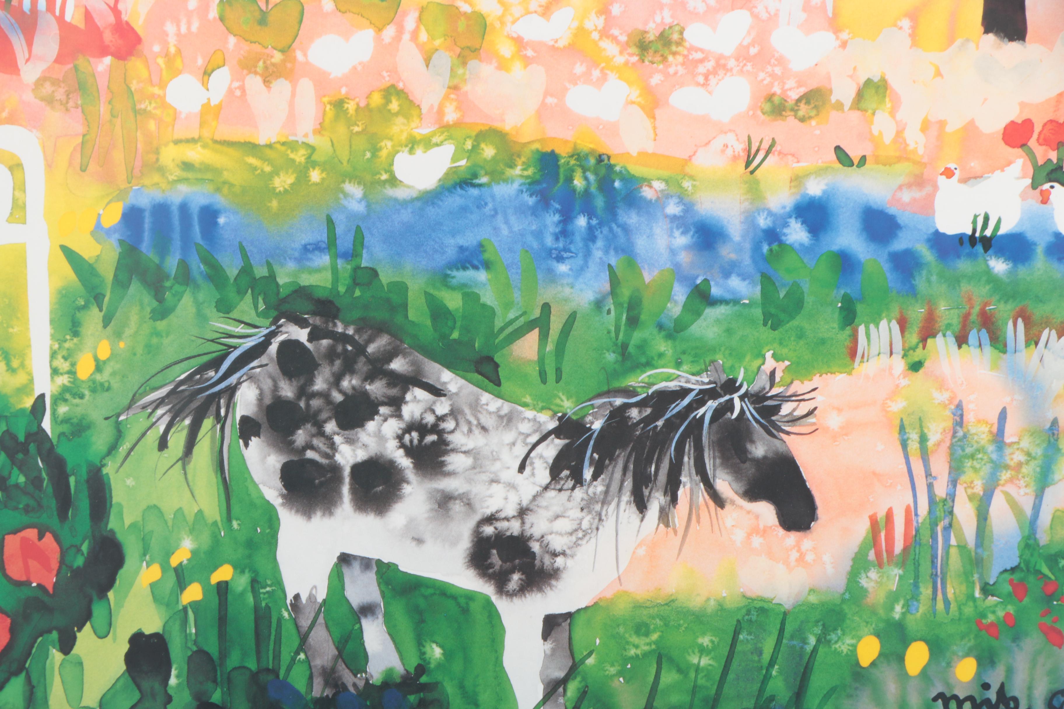 Pair of 1991 Offset Lithographs after Mike Smith Watercolor Illustrations