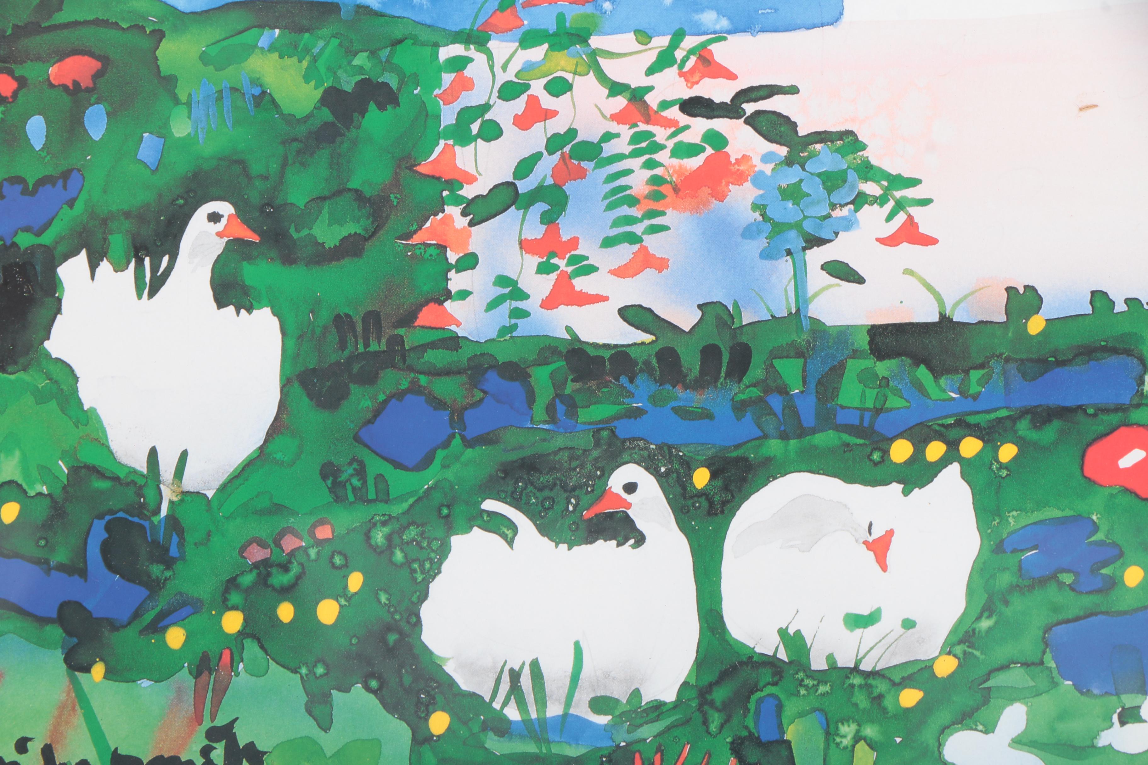 Pair of 1991 Offset Lithographs after Mike Smith Watercolor Illustrations