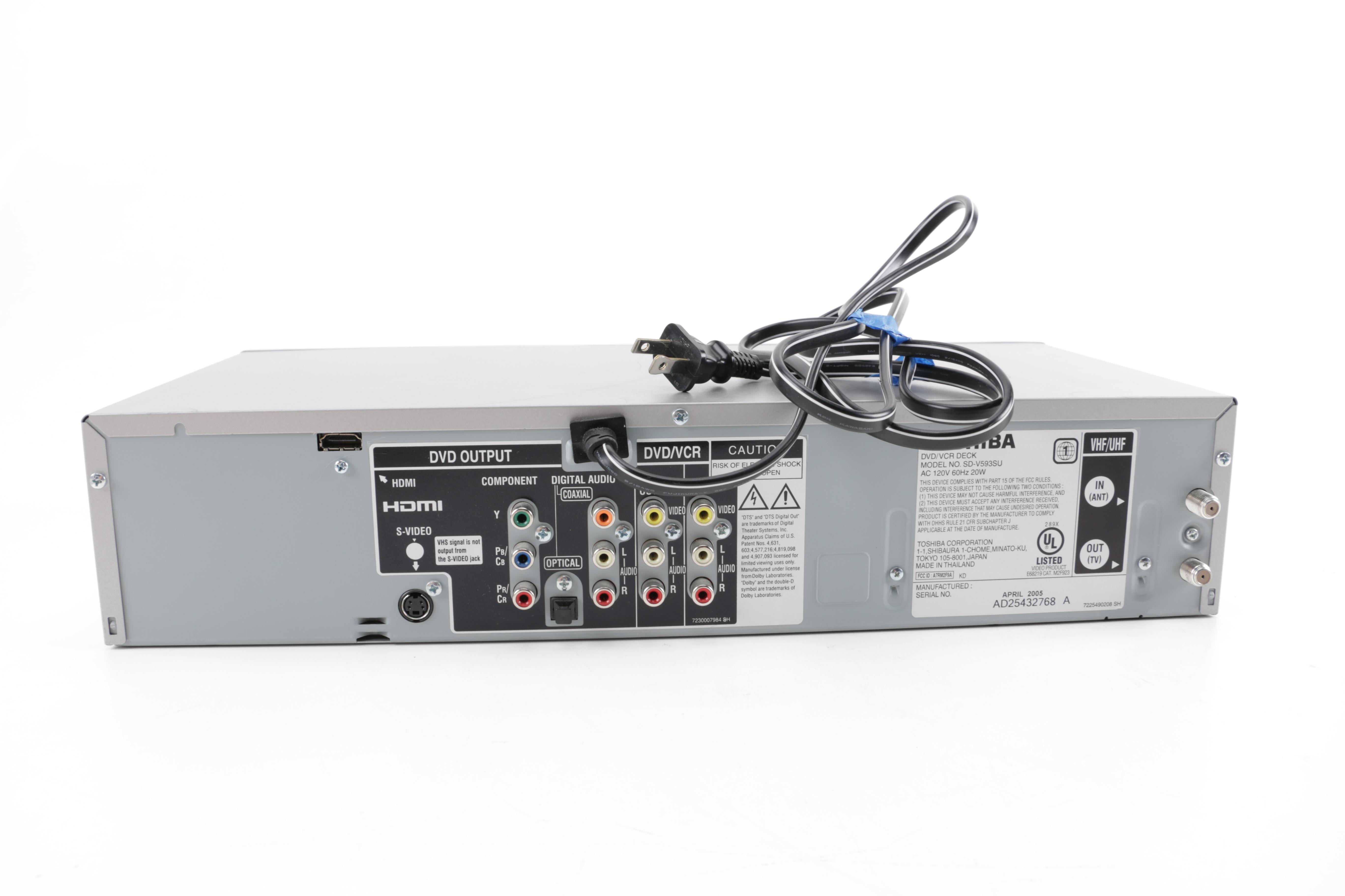 Toshiba VHS and DVD Player and Remote