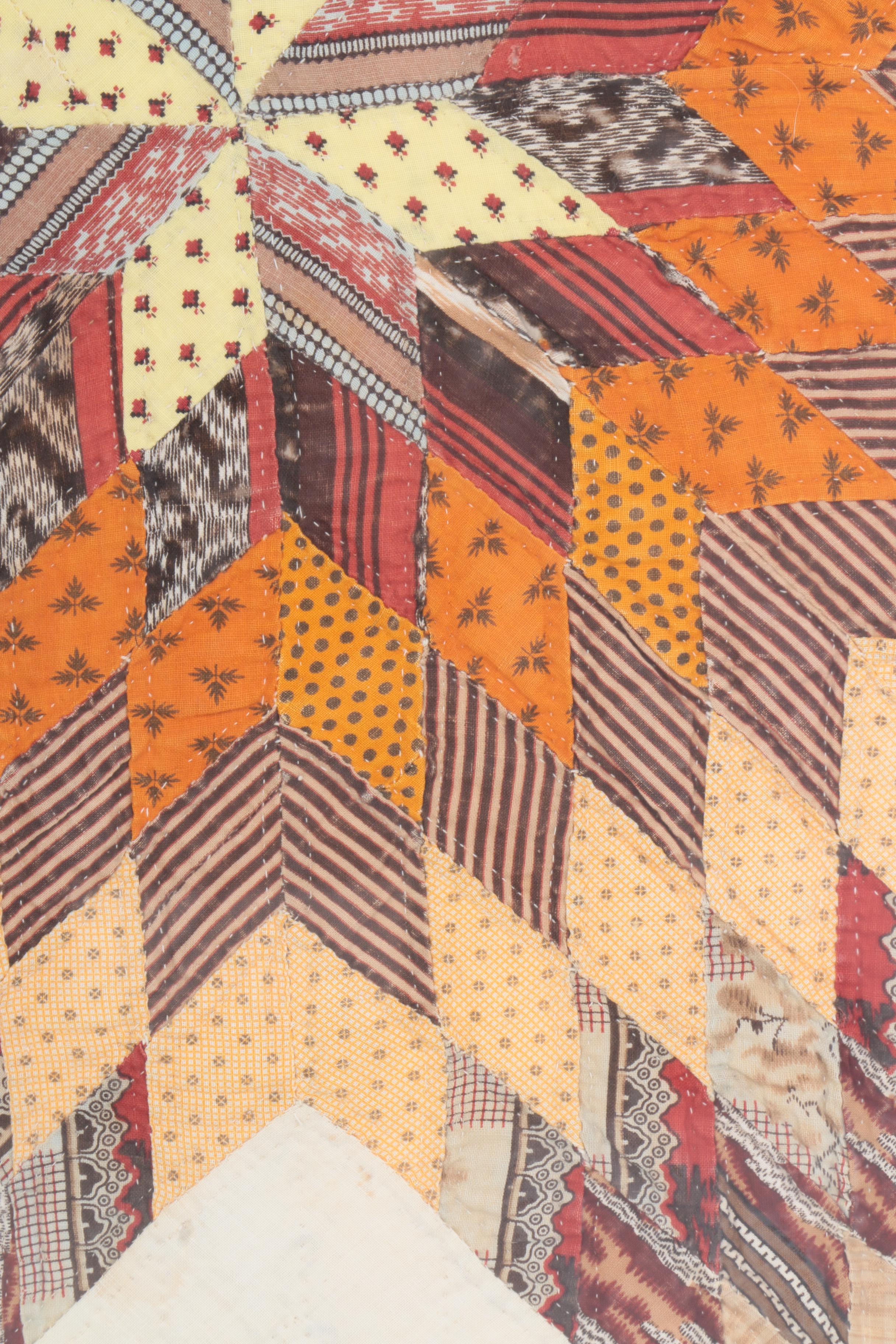 Handmade Lone Star Quilt Fragment
