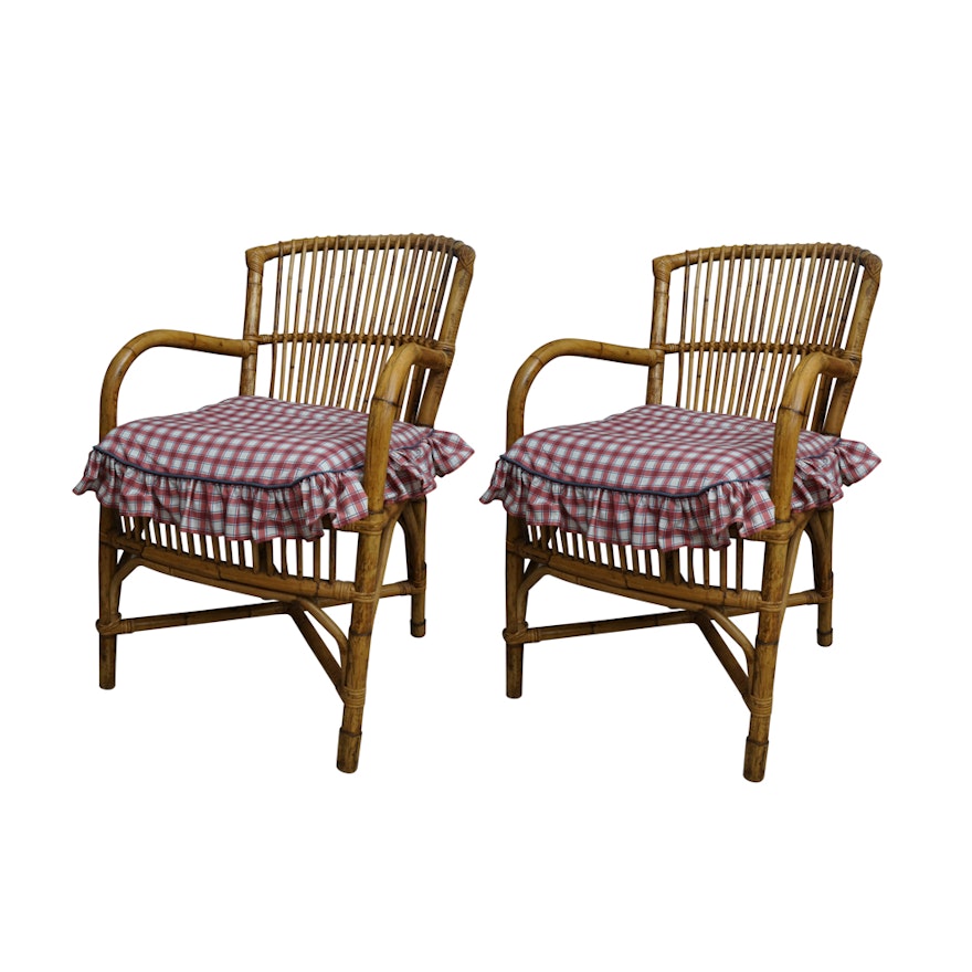 Spindle Back Rattan Armchairs