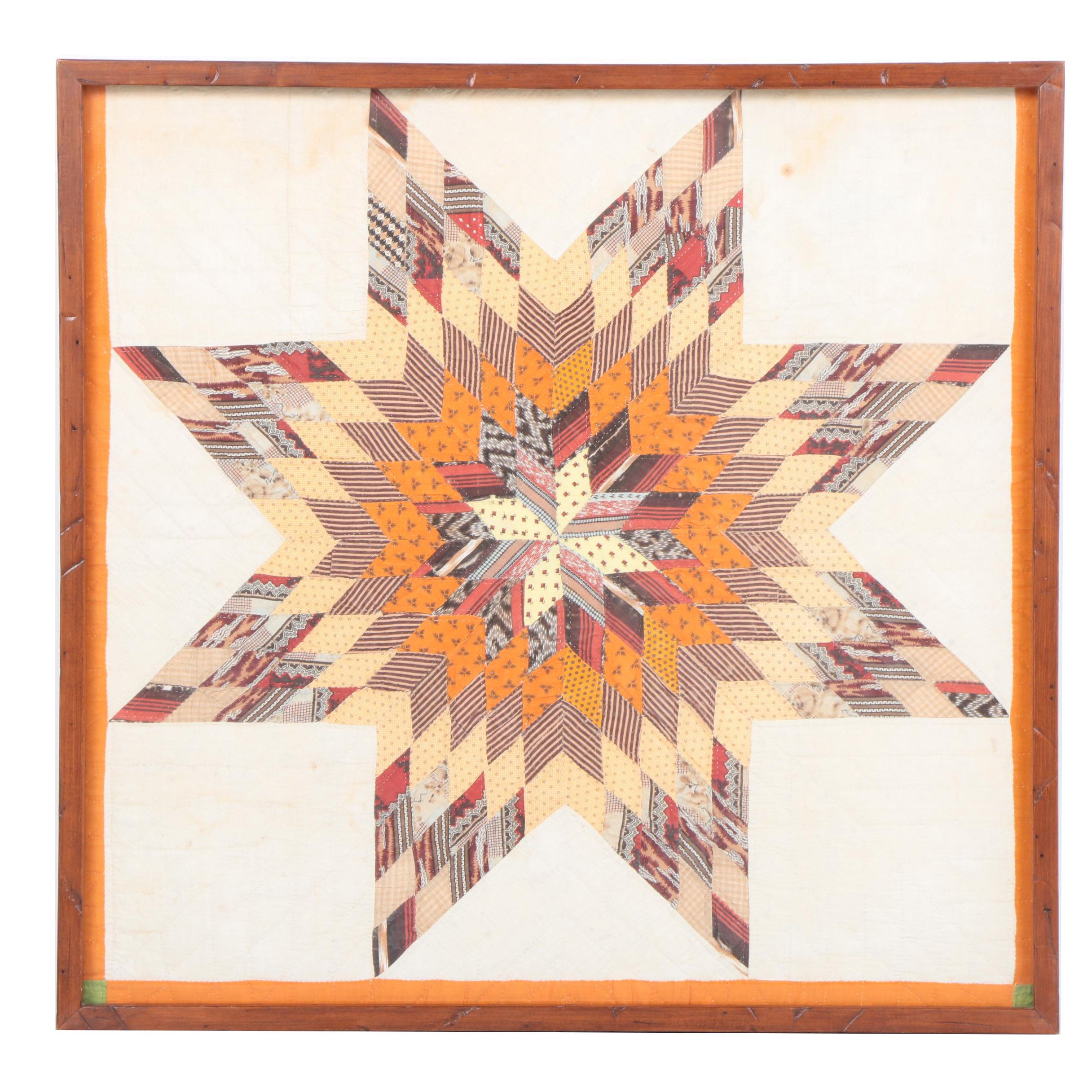Handmade Lone Star Quilt Fragment