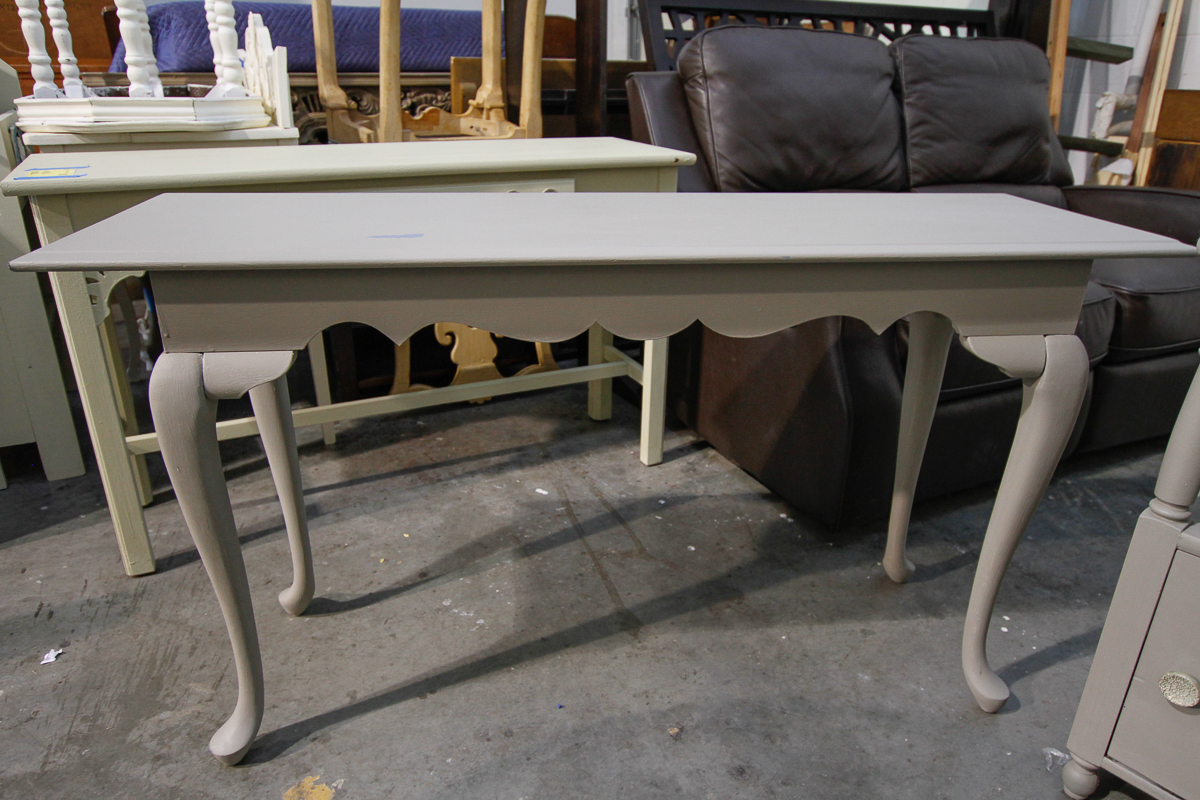 Gray-Painted Queen Anne Style Console Table and Side Table