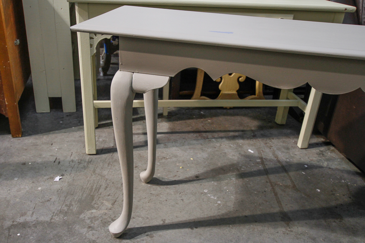 Gray-Painted Queen Anne Style Console Table and Side Table