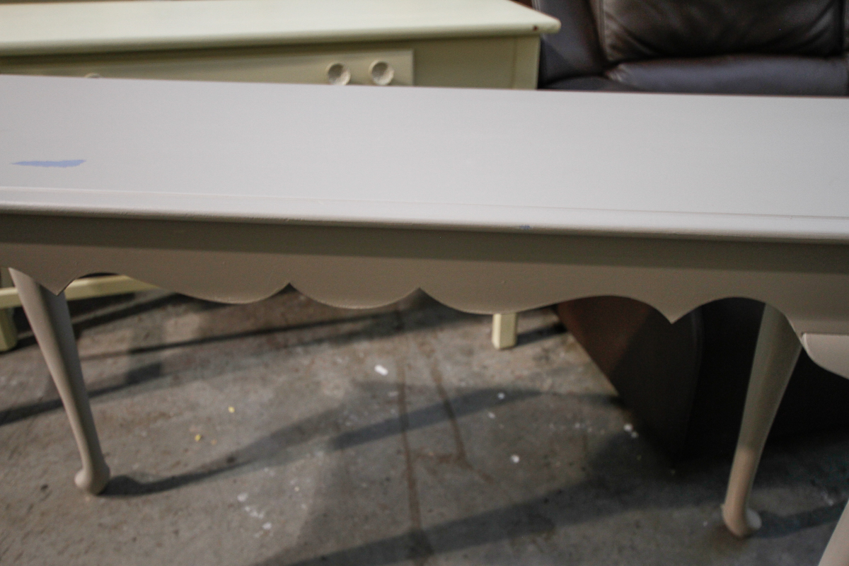 Gray-Painted Queen Anne Style Console Table and Side Table