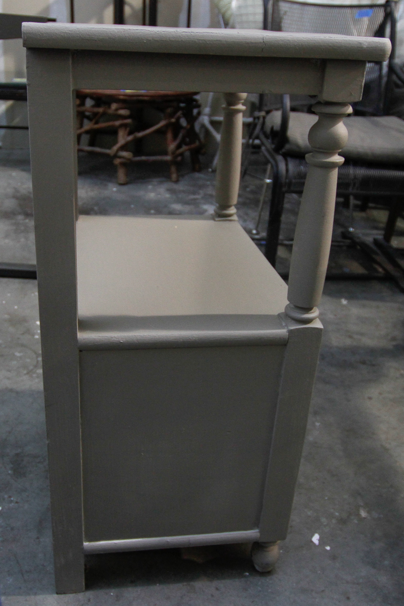 Gray-Painted Queen Anne Style Console Table and Side Table