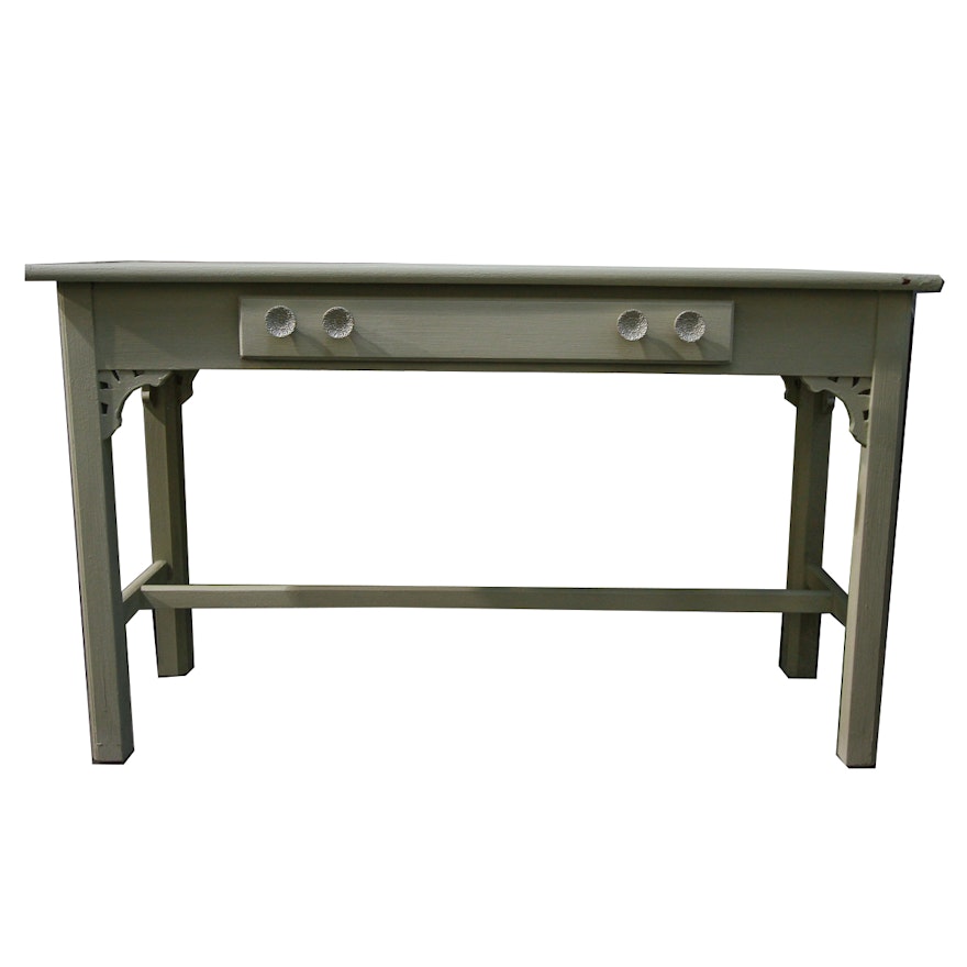 Vintage Chalk-Painted One-Drawer Console Table