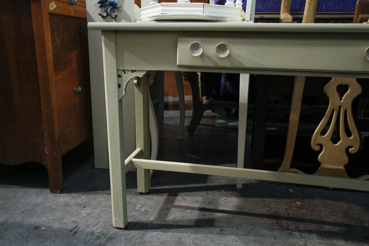 Vintage Chalk-Painted One-Drawer Console Table