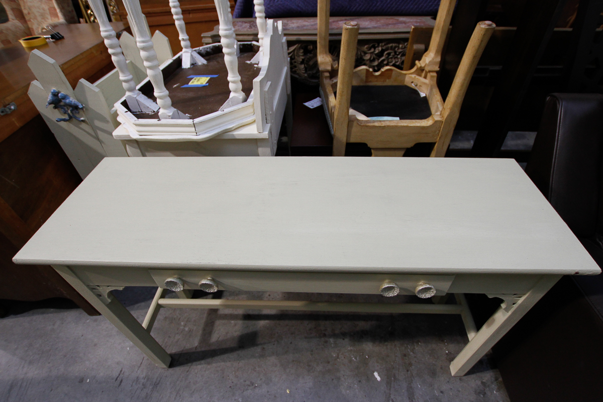 Vintage Chalk-Painted One-Drawer Console Table