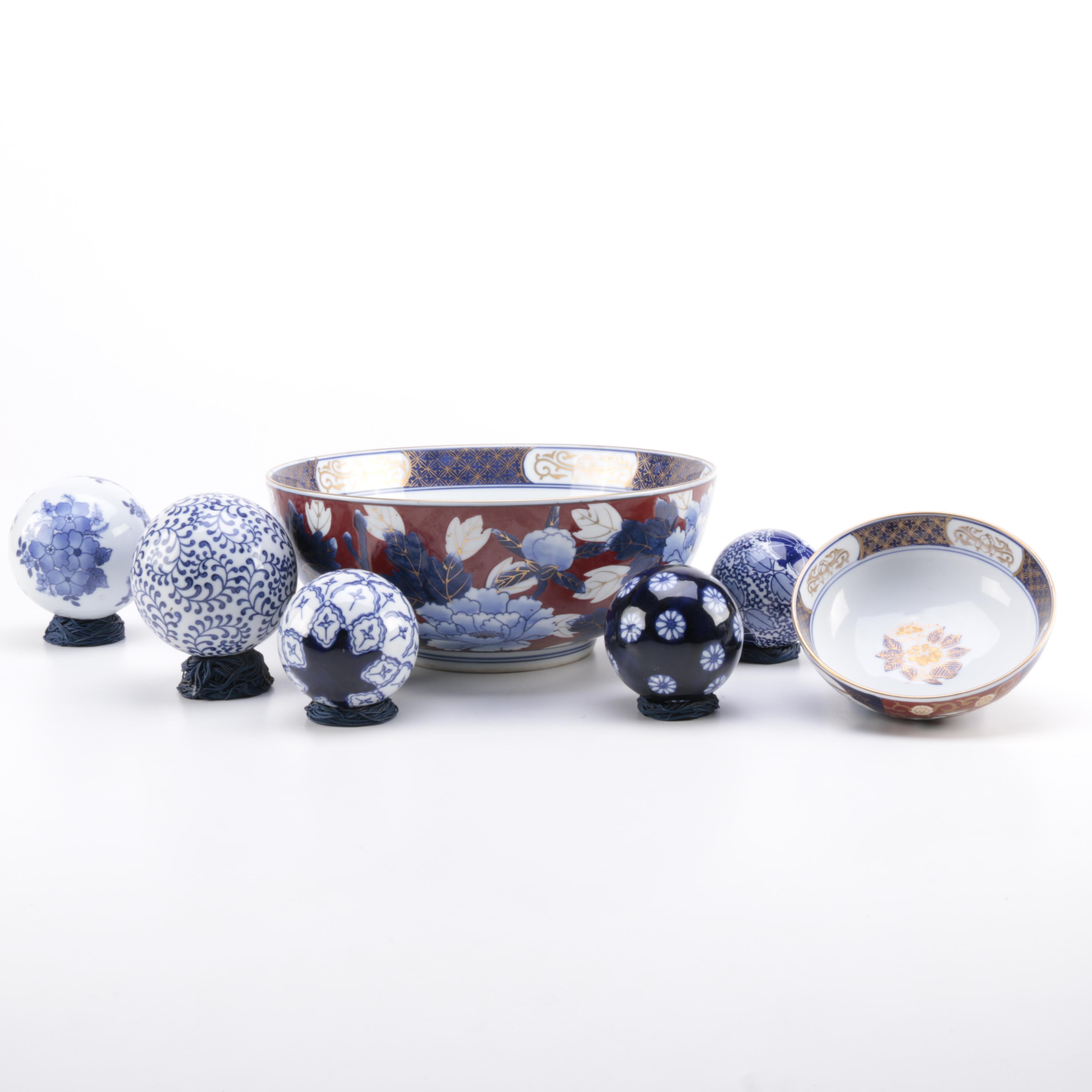 Japanese Porcelain Home Decor Featuring Gold Imari Bowls