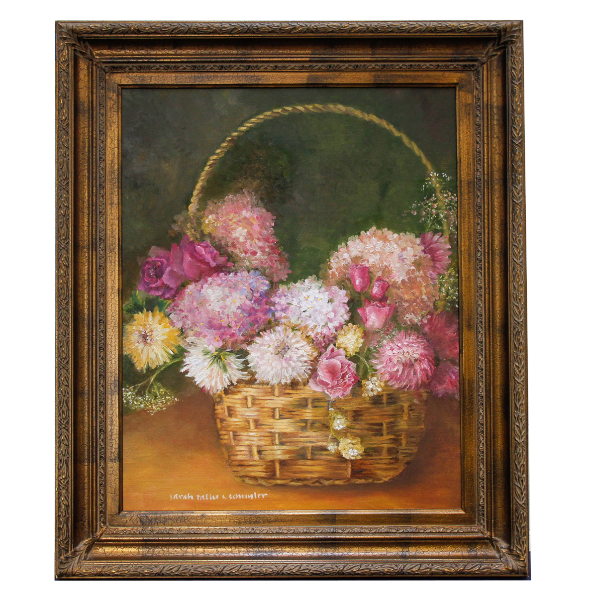 Sarah Talhe S. Scmiyler Oil Painting "Aunt Betty's Basket"