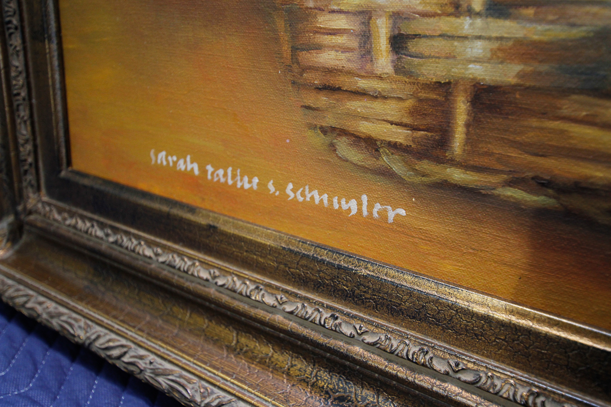 Sarah Talhe S. Scmiyler Oil Painting "Aunt Betty's Basket"