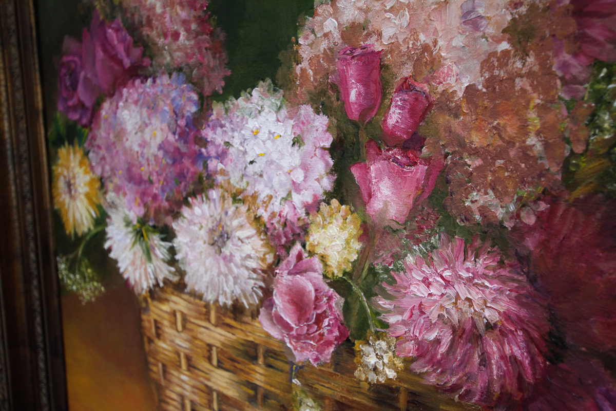 Sarah Talhe S. Scmiyler Oil Painting "Aunt Betty's Basket"