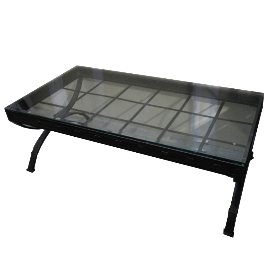 Metal and Glass Topped Coffee Table
