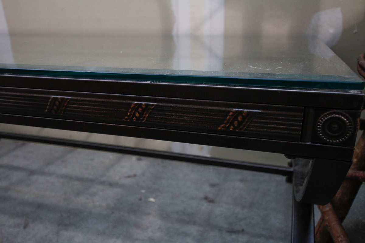 Metal and Glass Topped Coffee Table