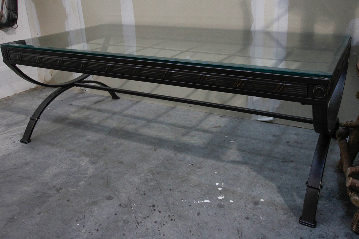 Metal and Glass Topped Coffee Table