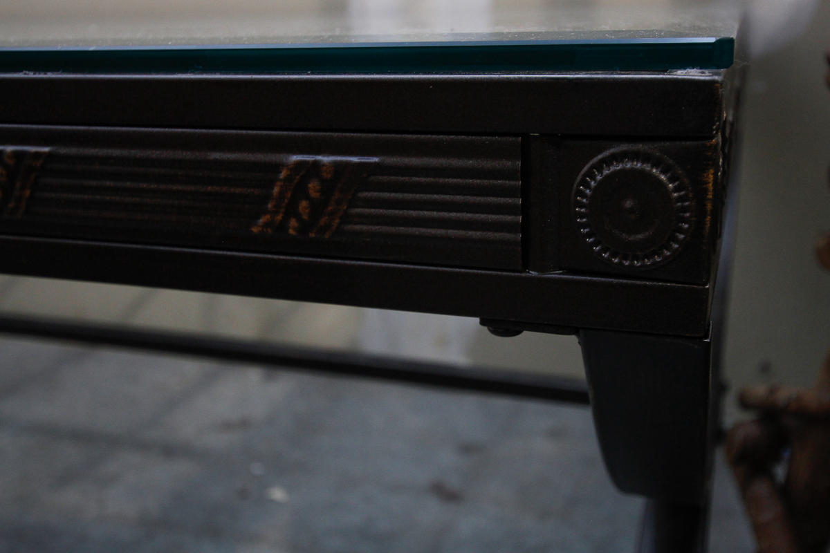 Metal and Glass Topped Coffee Table