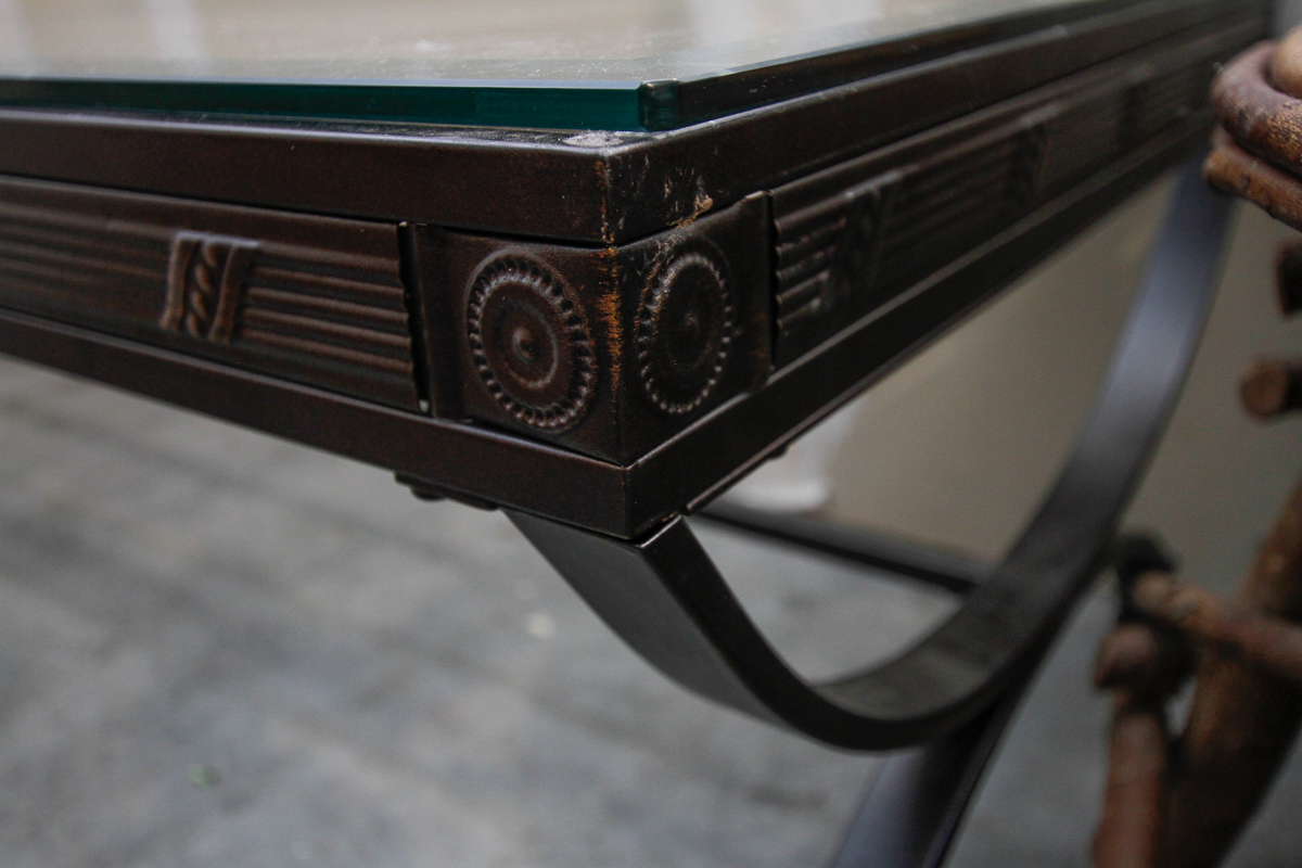 Metal and Glass Topped Coffee Table