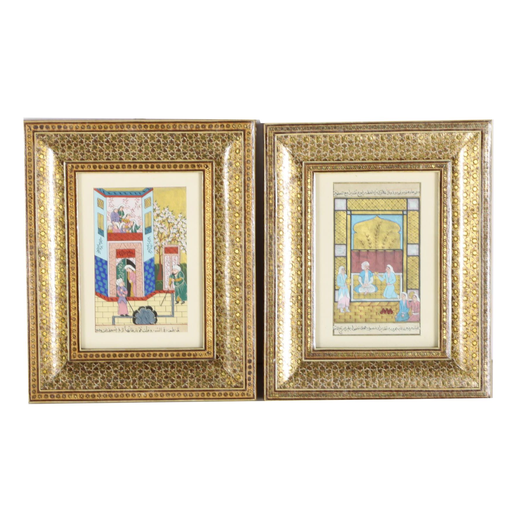 Indo-Persian Figural Gouache Paintings on Paper