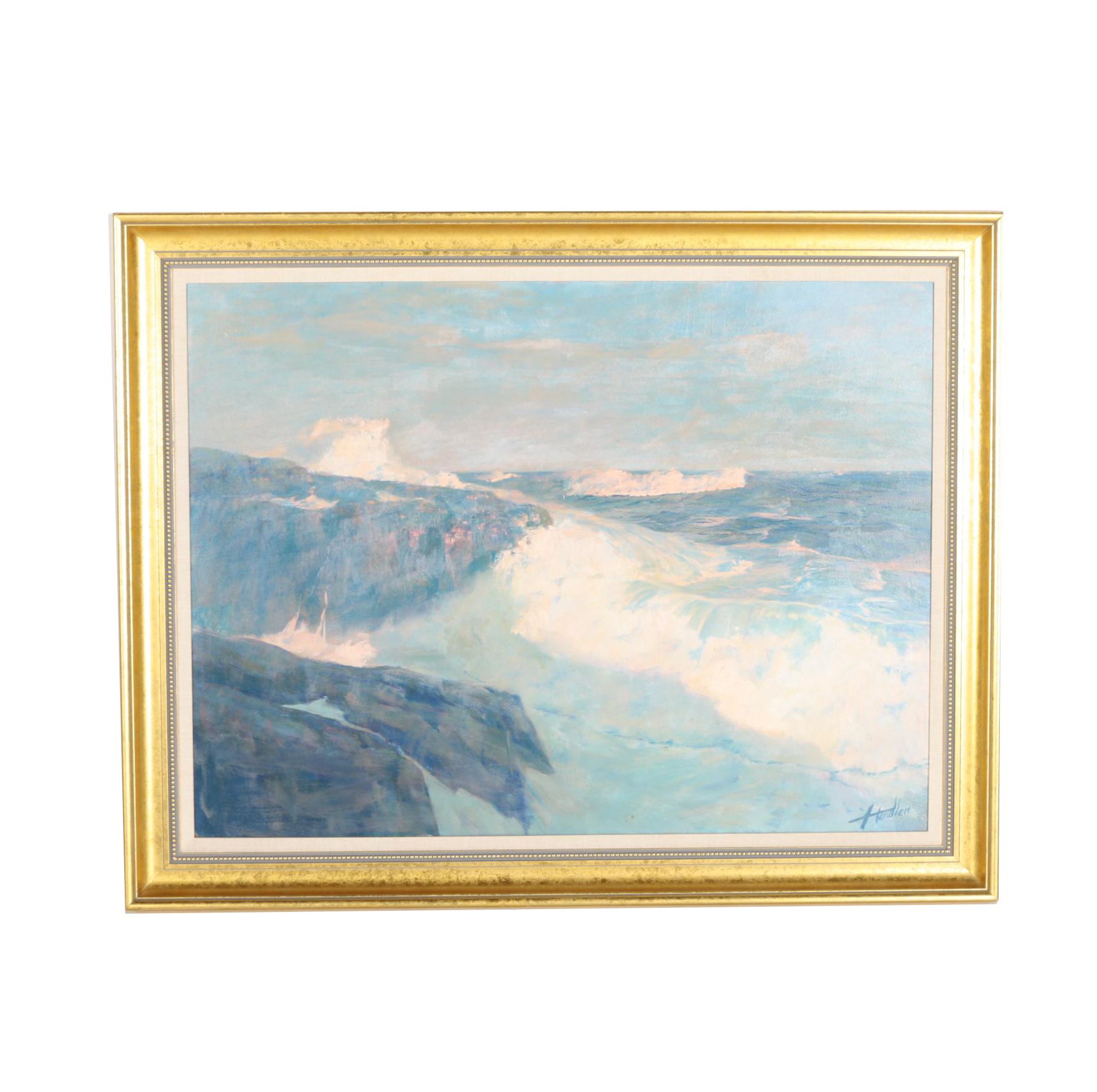 Frank Handlen Oil Painting on Panel "Big Seas"