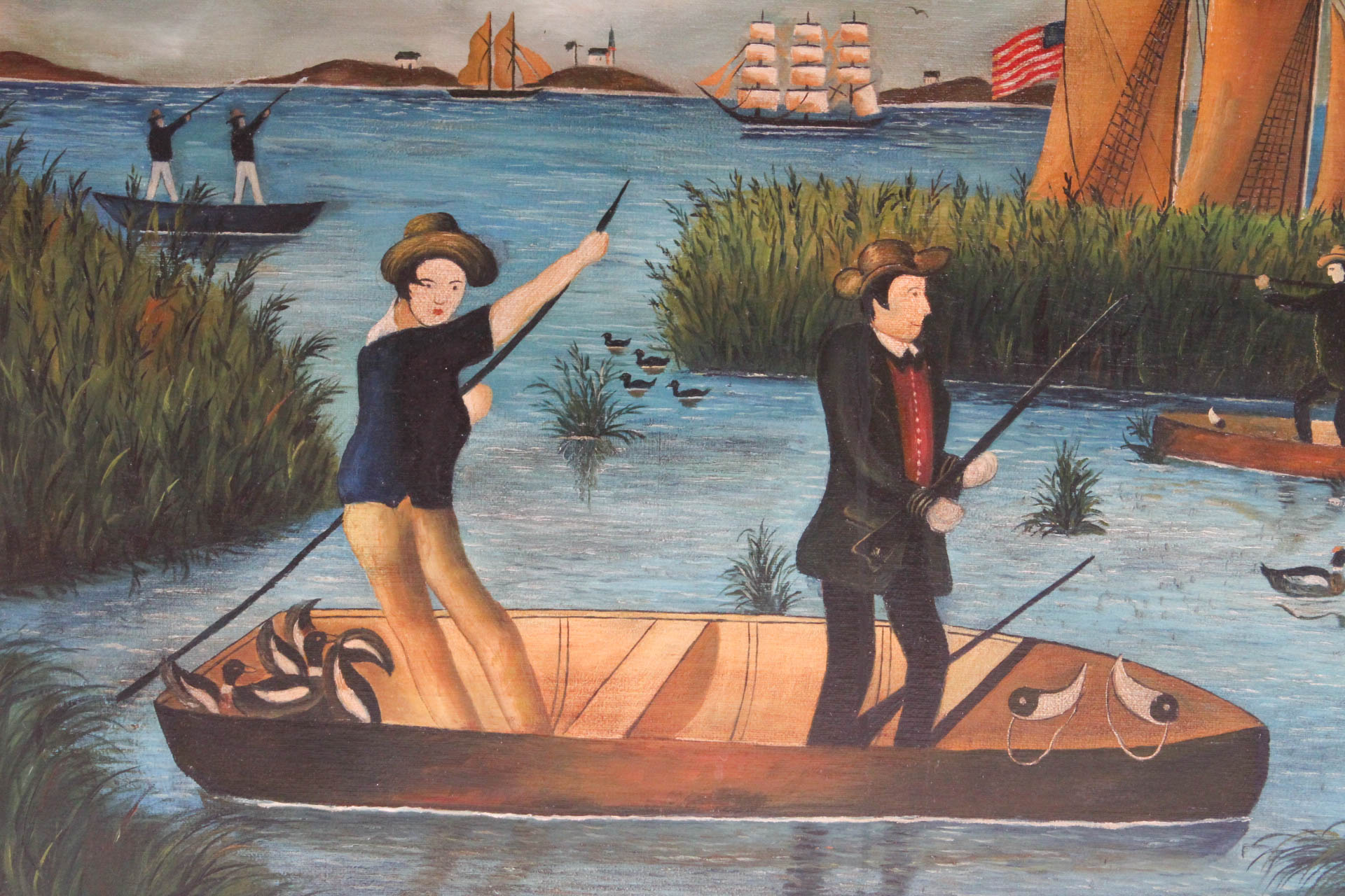 American Folk Art Oil Paining on Canvas