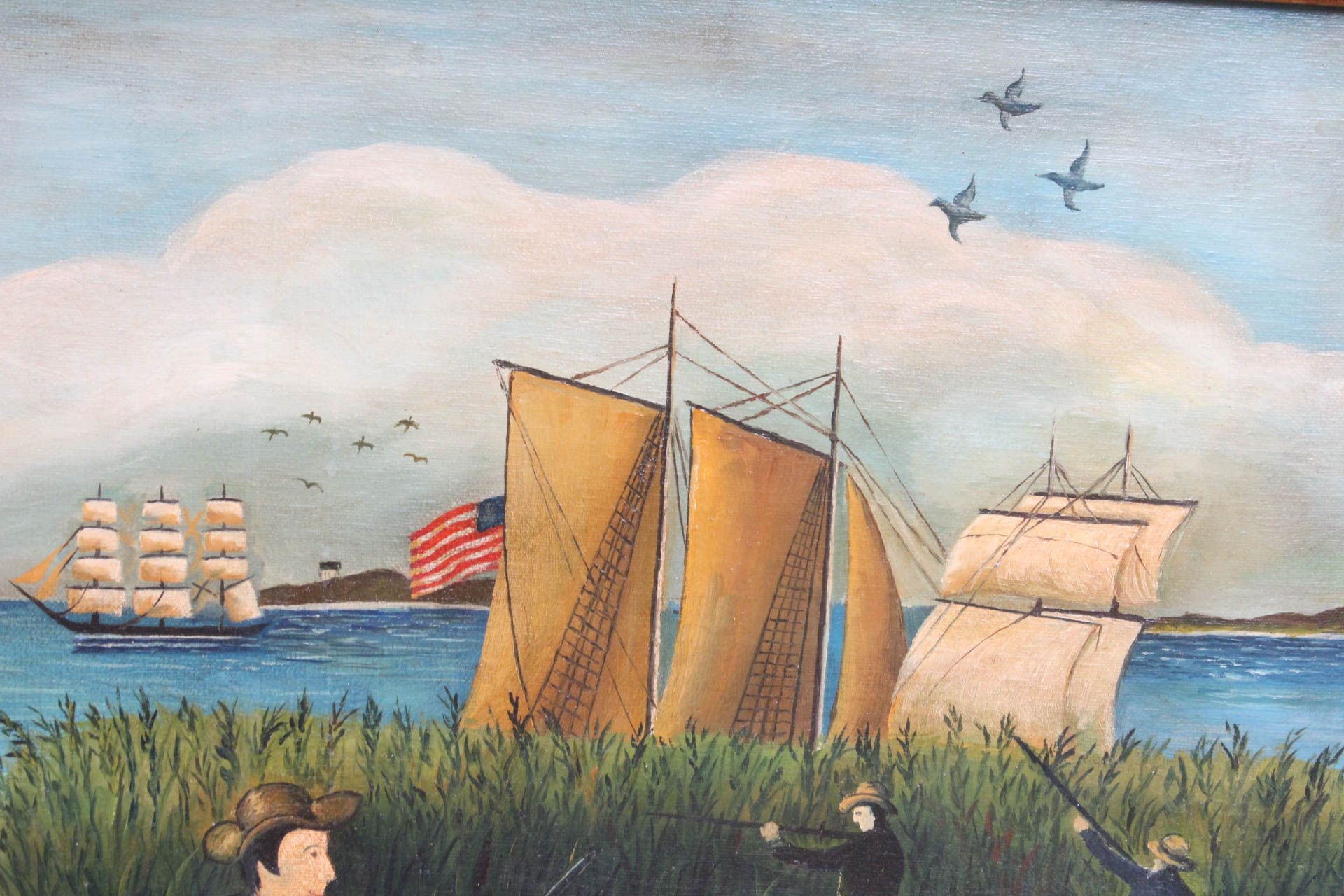 American Folk Art Oil Paining on Canvas