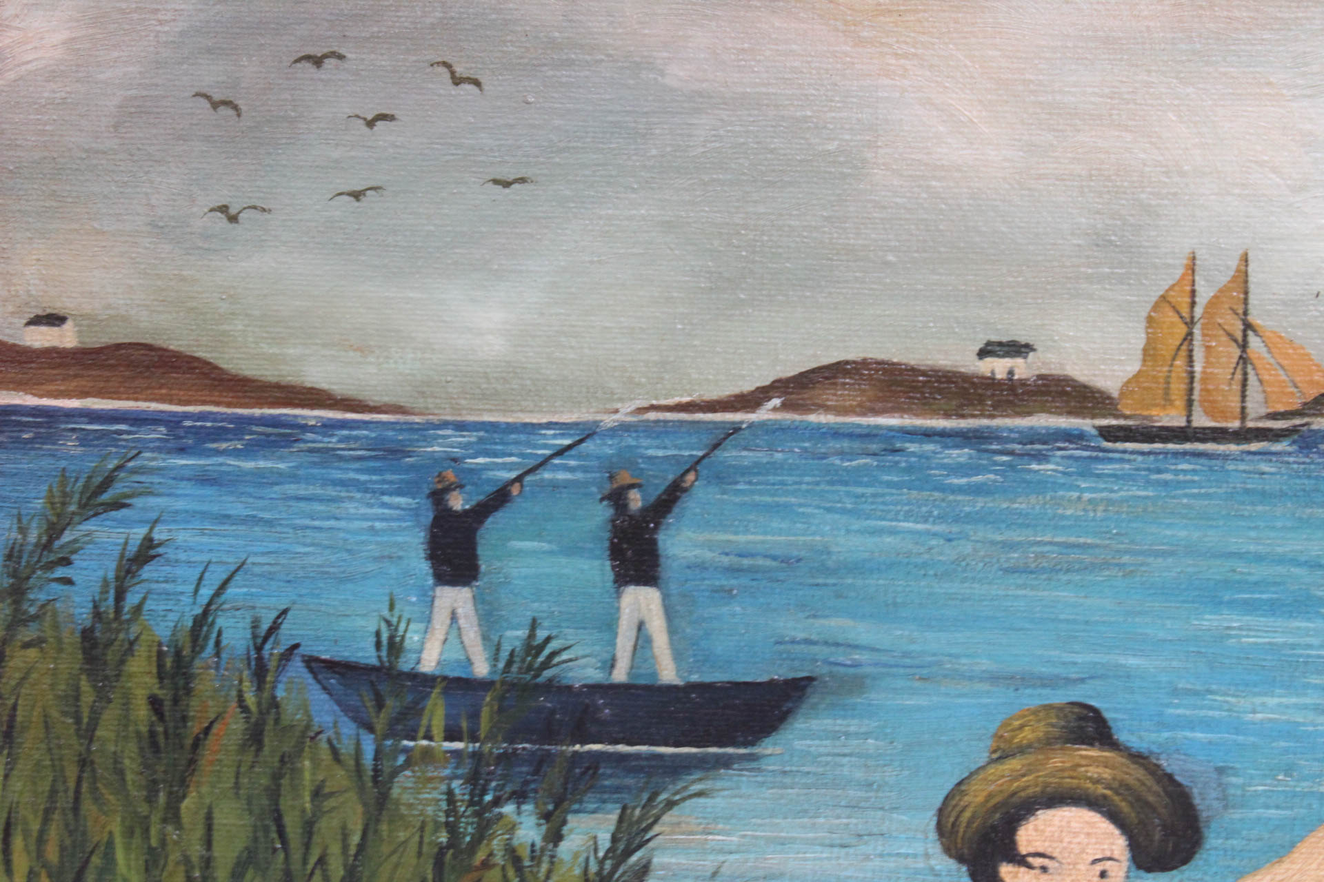 American Folk Art Oil Paining on Canvas