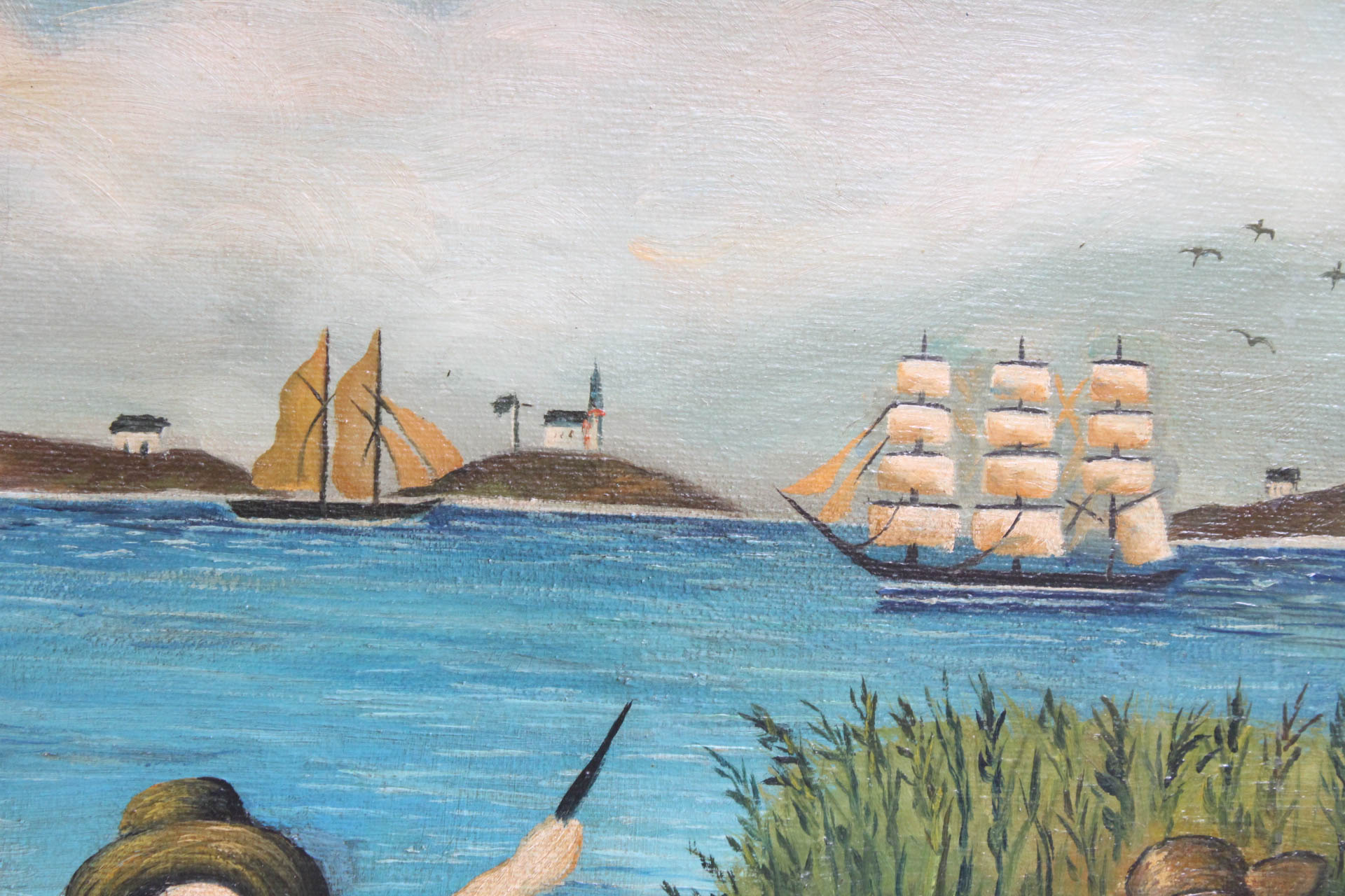 American Folk Art Oil Paining on Canvas