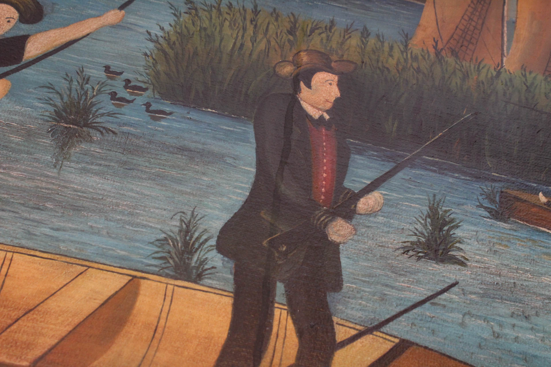 American Folk Art Oil Paining on Canvas