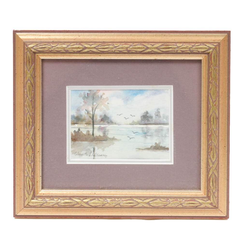 Pair of Framed Watercolors Featuring Charlotte B McQueerey