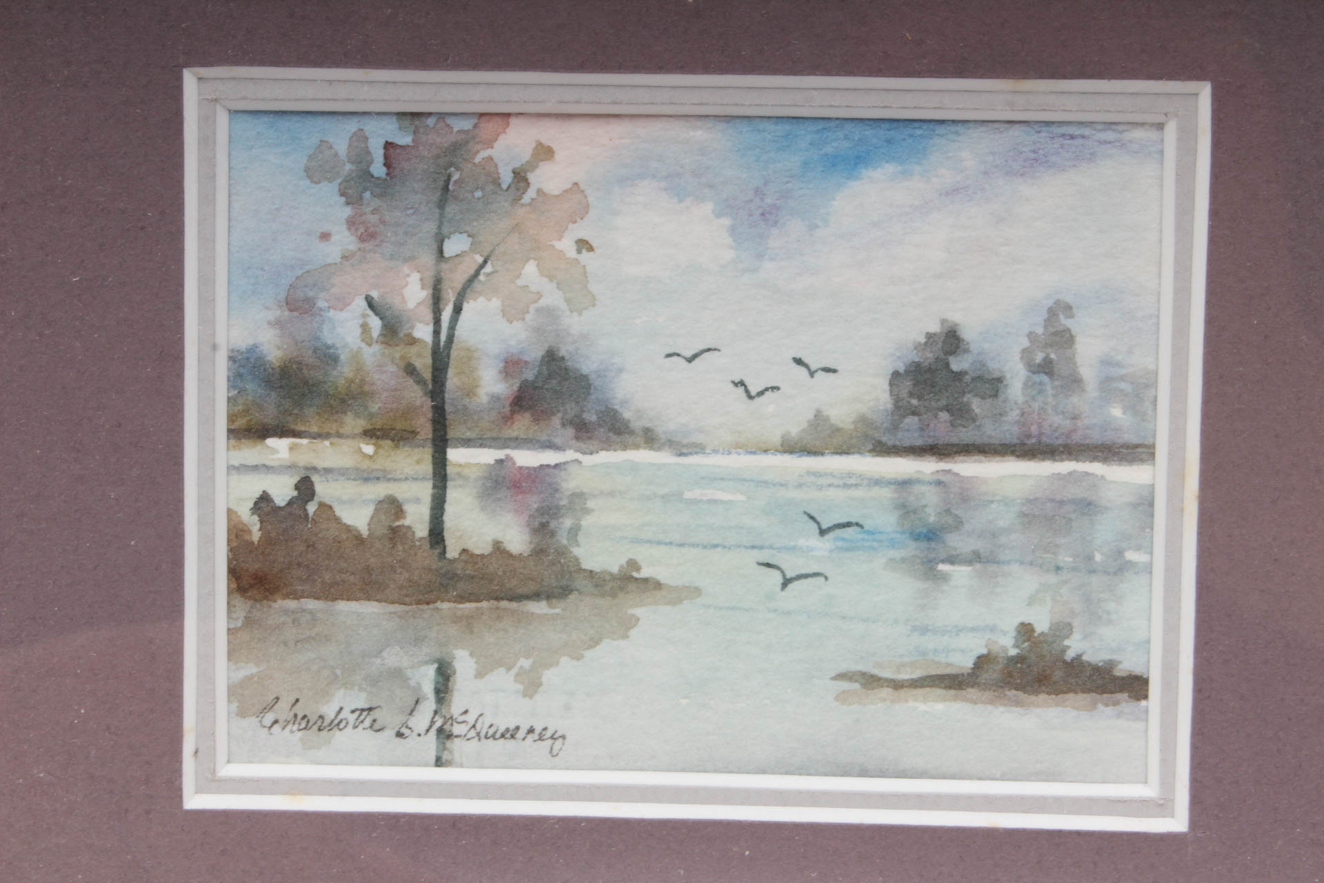 Pair of Framed Watercolors Featuring Charlotte B McQueerey