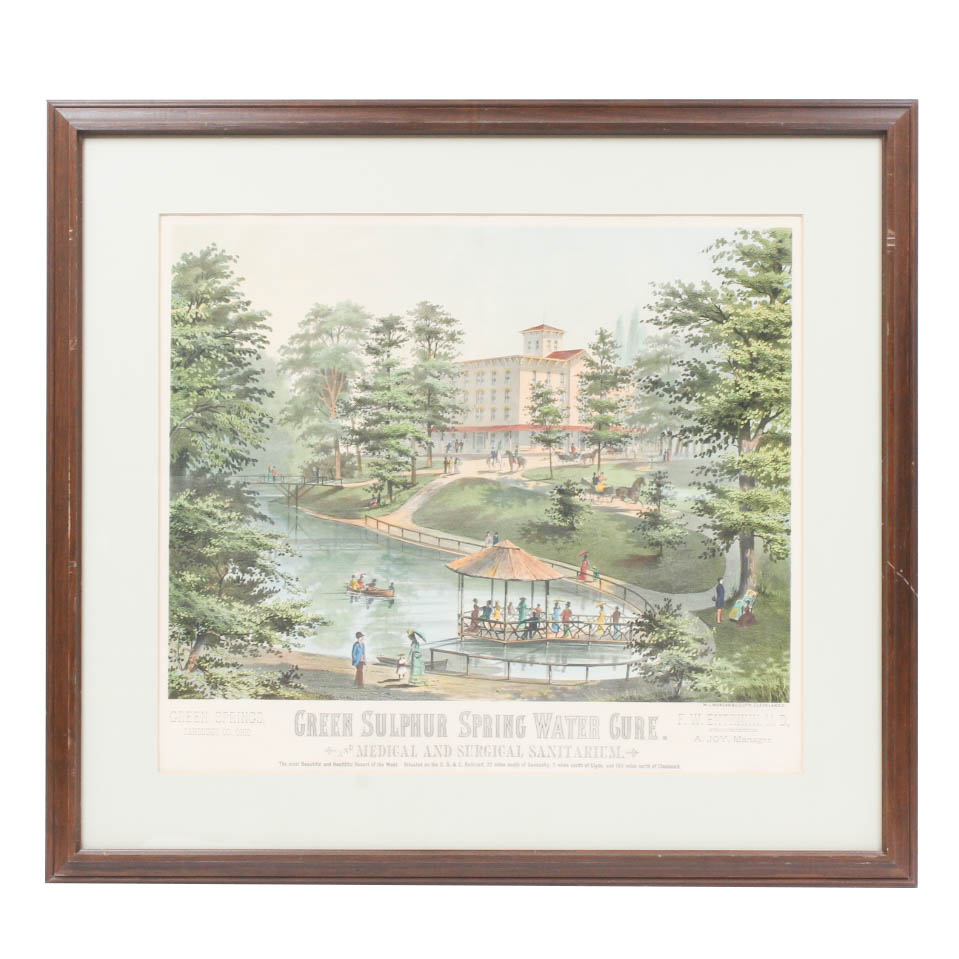 W.J. Morgan & Co. "Green Sulphur Spring Water Cure" Chromolithograph
