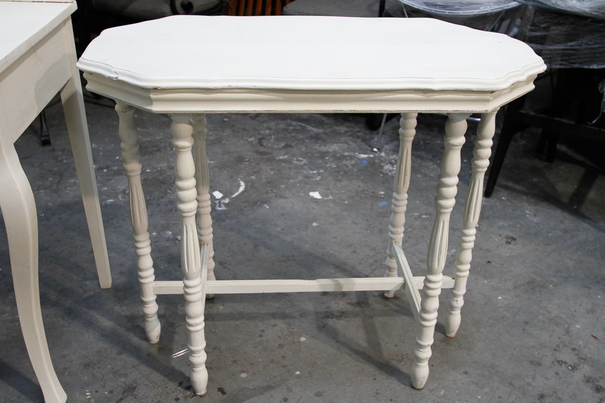 Vintage Cream-Painted Writing Desk and Accent Table