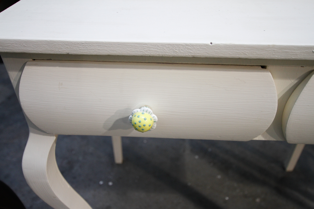 Vintage Cream-Painted Writing Desk and Accent Table